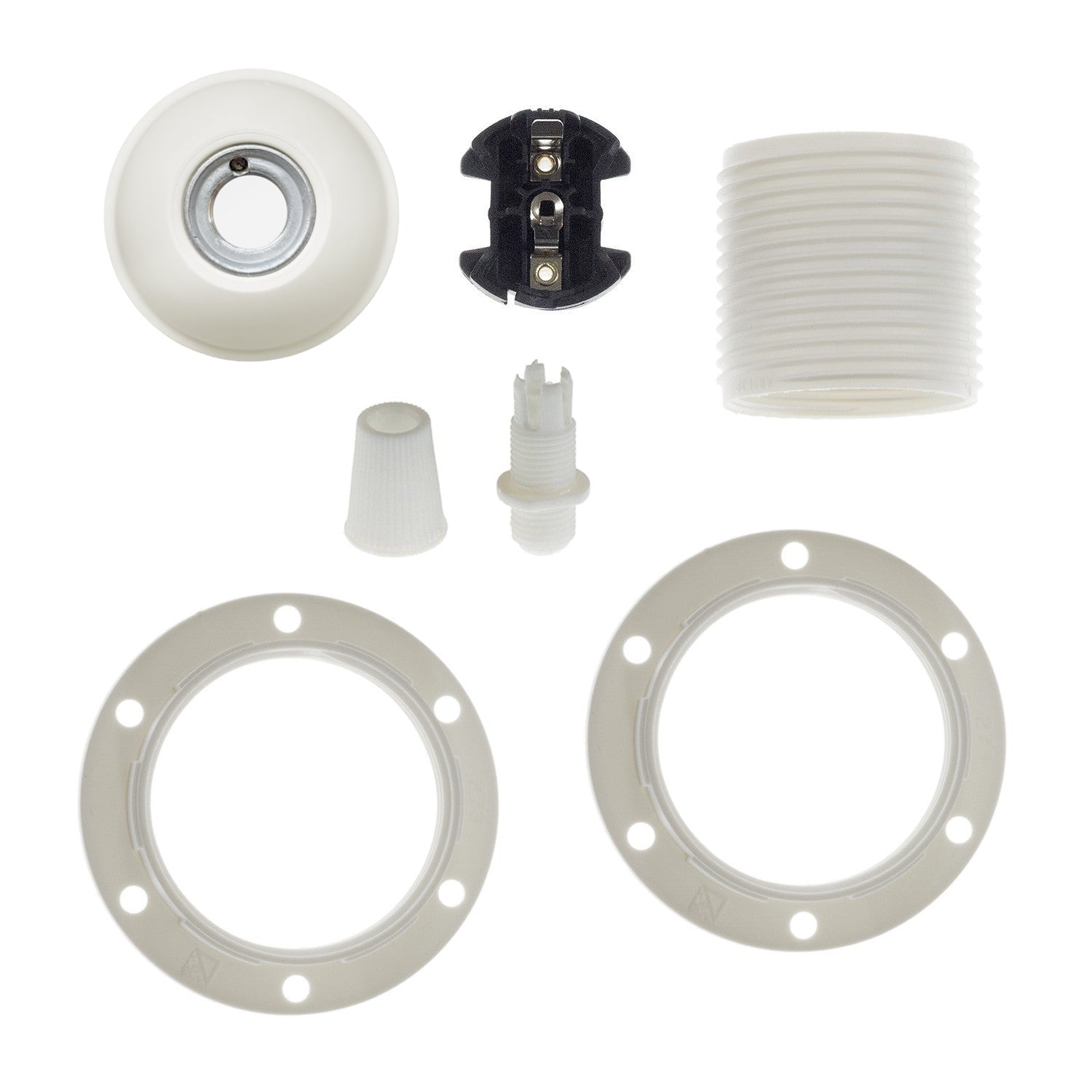 Double Ferrule Thermoplastic E26 light bulb socket kit - White