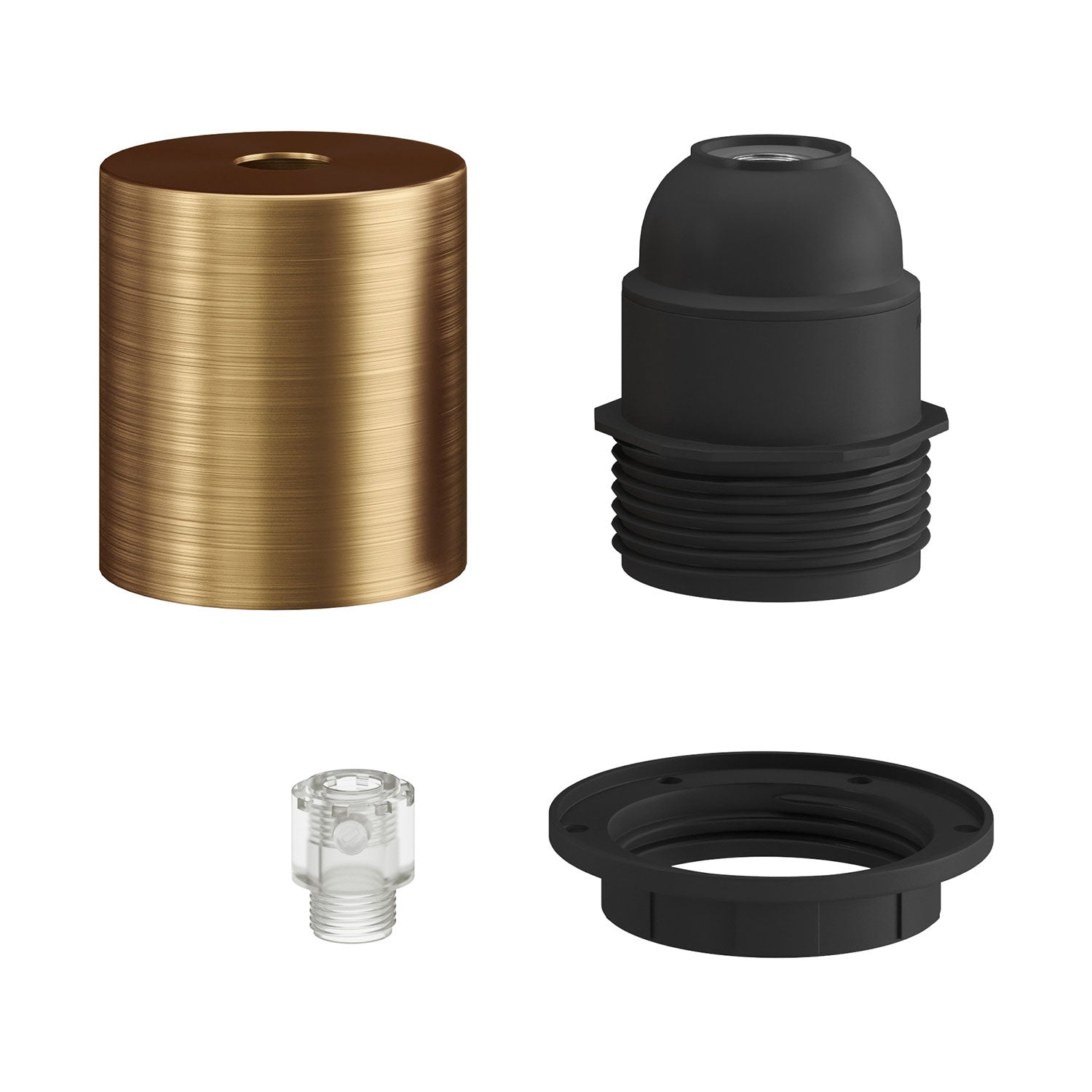 E26 semi-threaded metal socket kit with concealed cable clamp - Brushed bronze