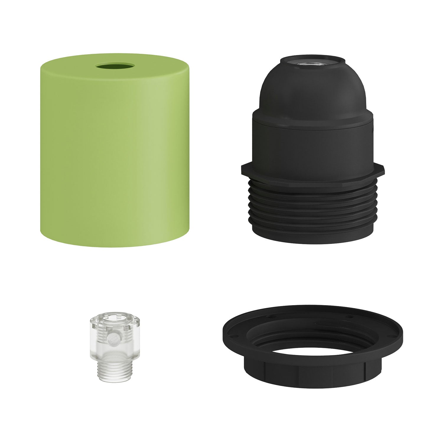 E26 semi-threaded metal socket kit with concealed cable clamp - Soft green