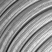 Electric Cable Color Cord for Custom String Lights, covered by Rayon fabric Silver - CM02