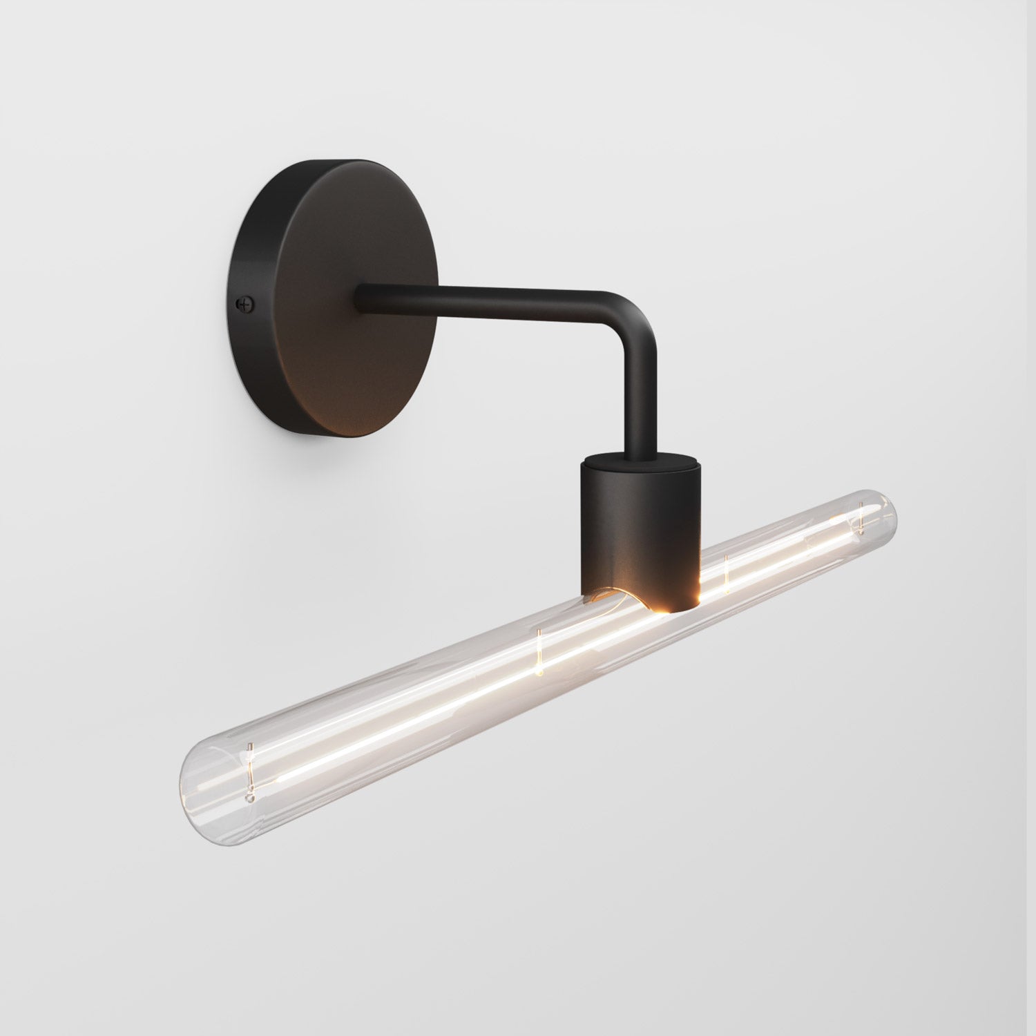 Fermaluce Esse14, Metal Wall Lamp with Curved Extension - Black