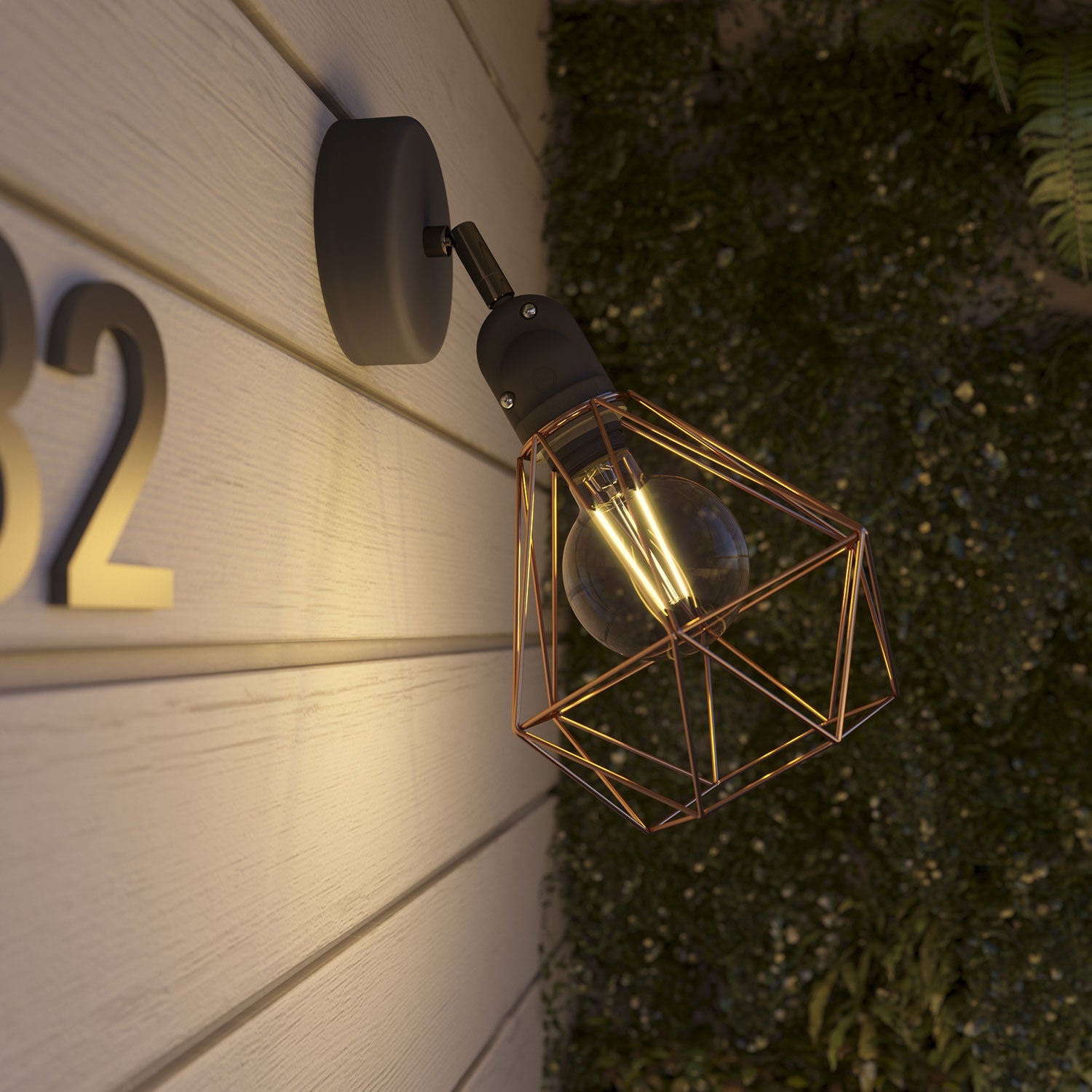 Fermaluce Modulair con snodo orientabile, paralume Diamond e portalampada IP65 waterproof - Rame