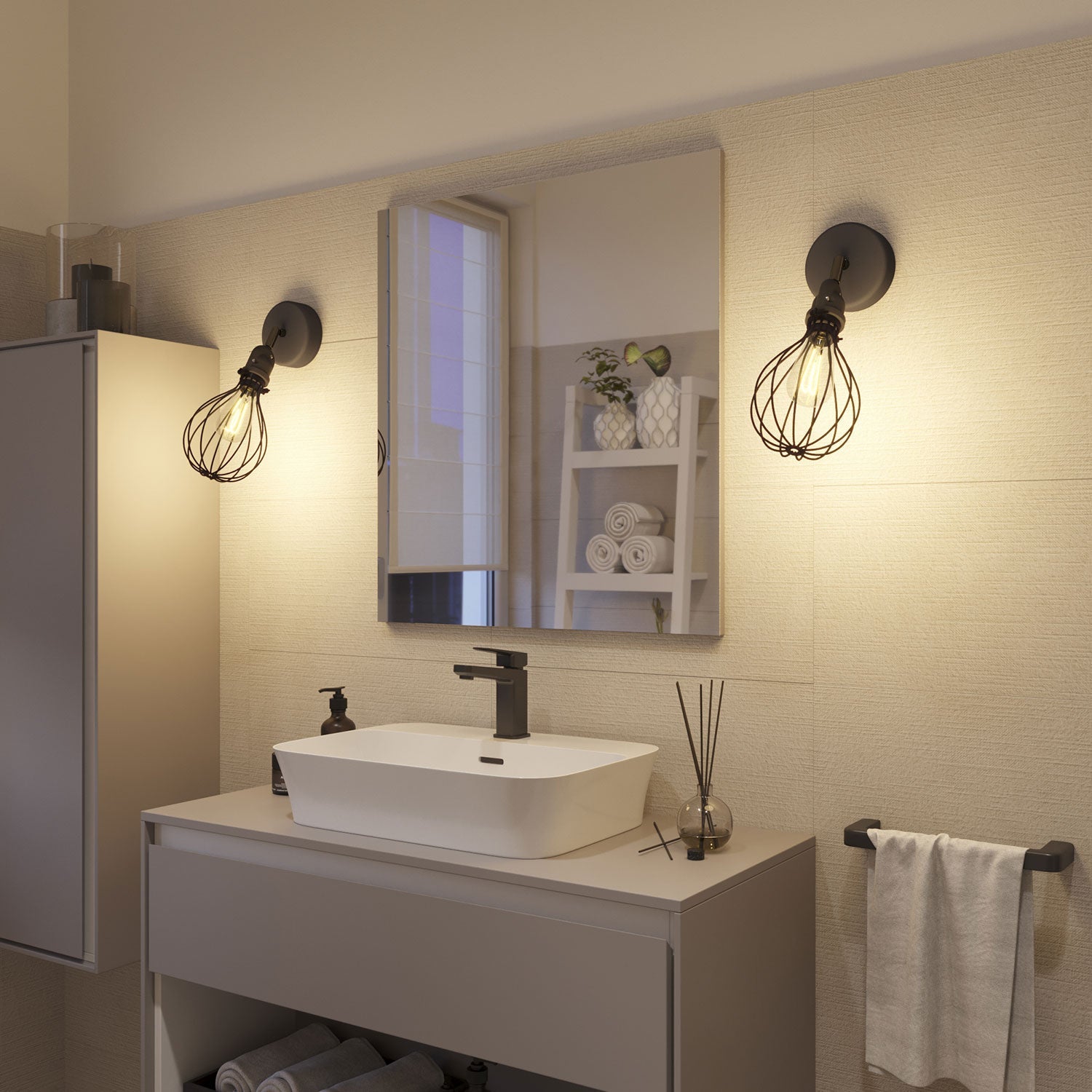 Fermaluce Modulair con snodo orientabile, paralume Drop e portalampada IP65 waterproof - Nero