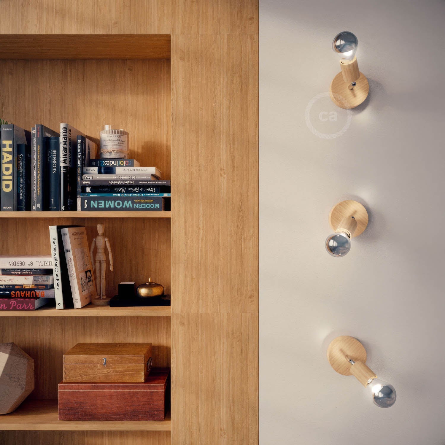 Fermaluce Wood 90°, the natural wood flush light for your wall or ceiling - Neutral