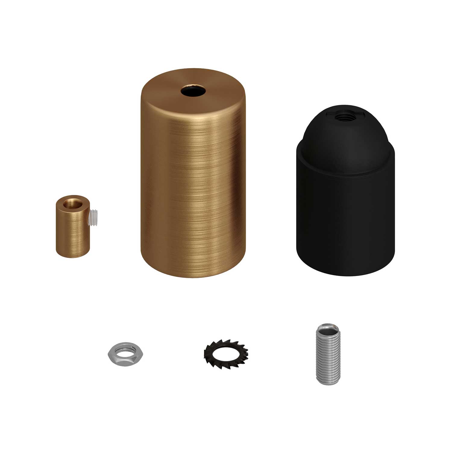 Flat Top Metal UL E26 light bulb socket kit - Brushed bronze Bronzo satinato Cilindrico
