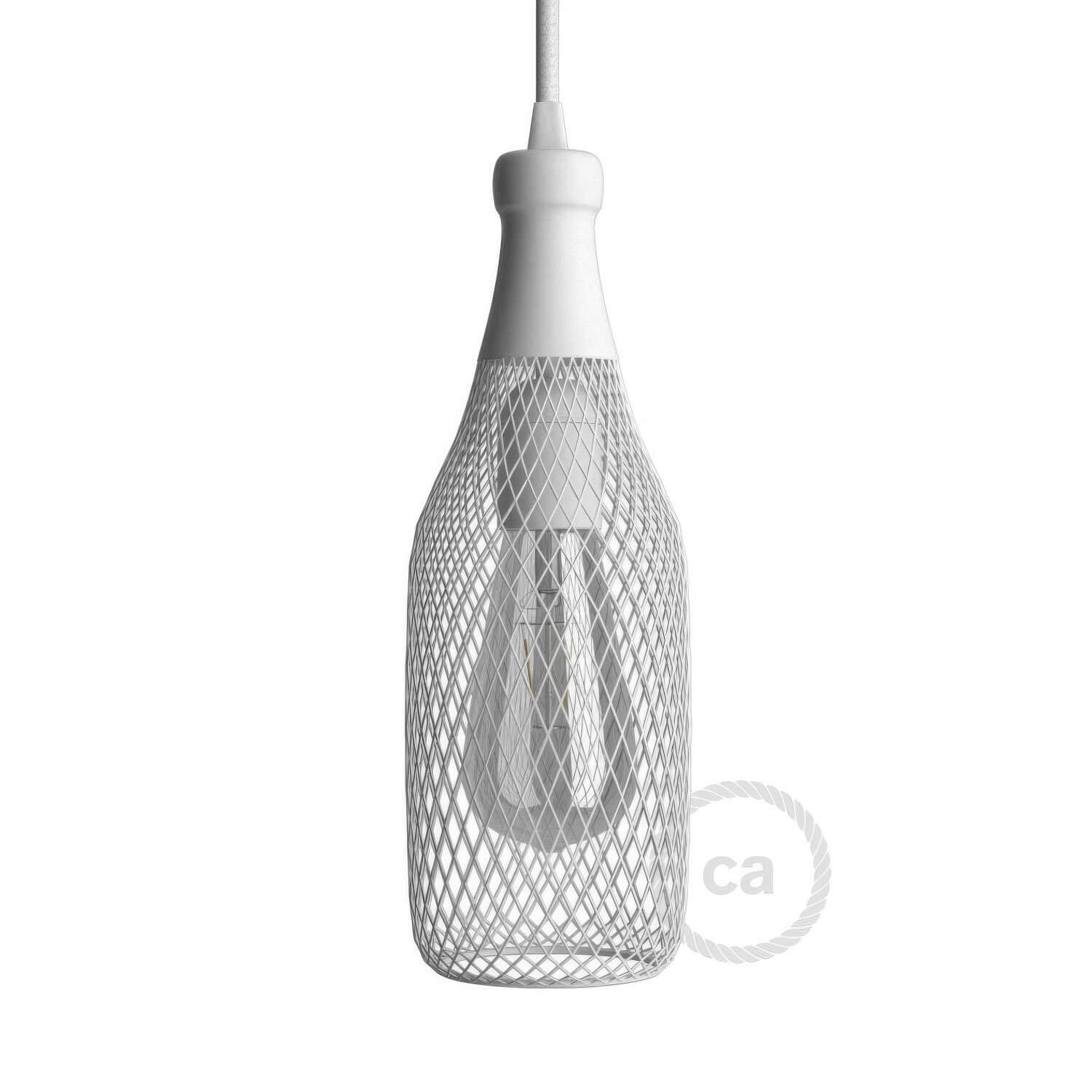 Gabbia paralume bottiglia Magnum in metallo - Bianco