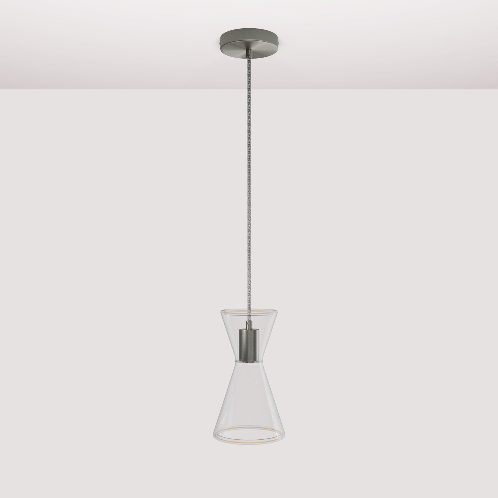 Ghost Double Cone Pendant Lamp - Brushed Titanium - Creative Cables