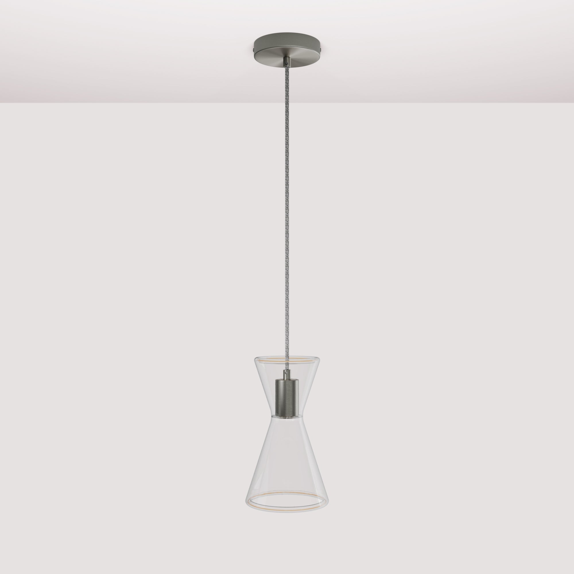 Ghost Double Cone Pendant Lamp - Brushed Titanium - Creative Cables