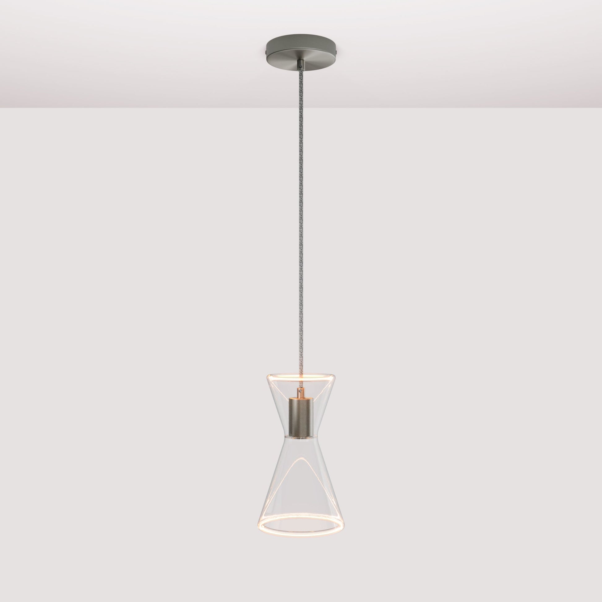 Ghost Double Cone Pendant Lamp - Brushed Titanium - Creative Cables