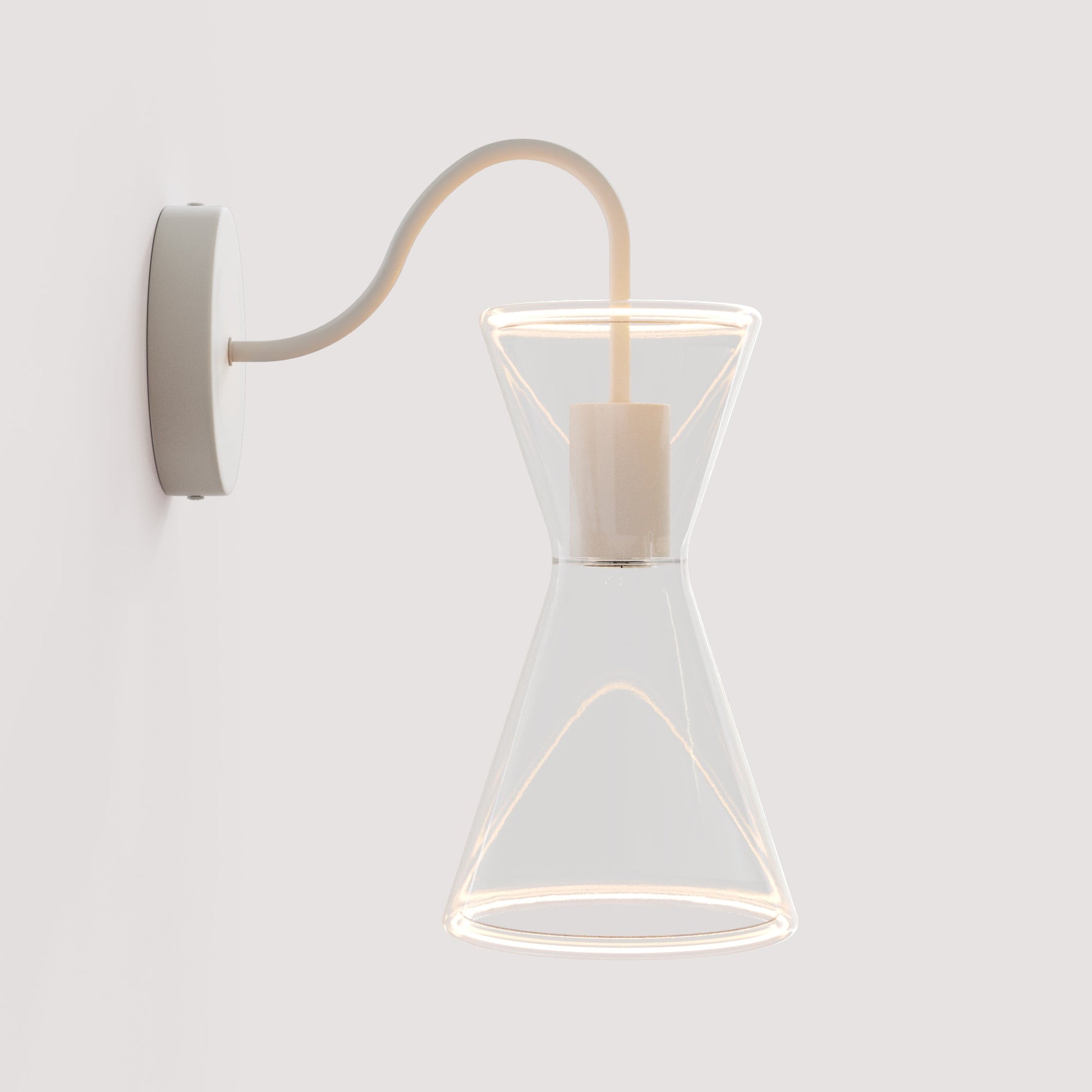 Ghost Double Cone Wall Lamp with S-Shaped Extension - Matte White - Creative Cables