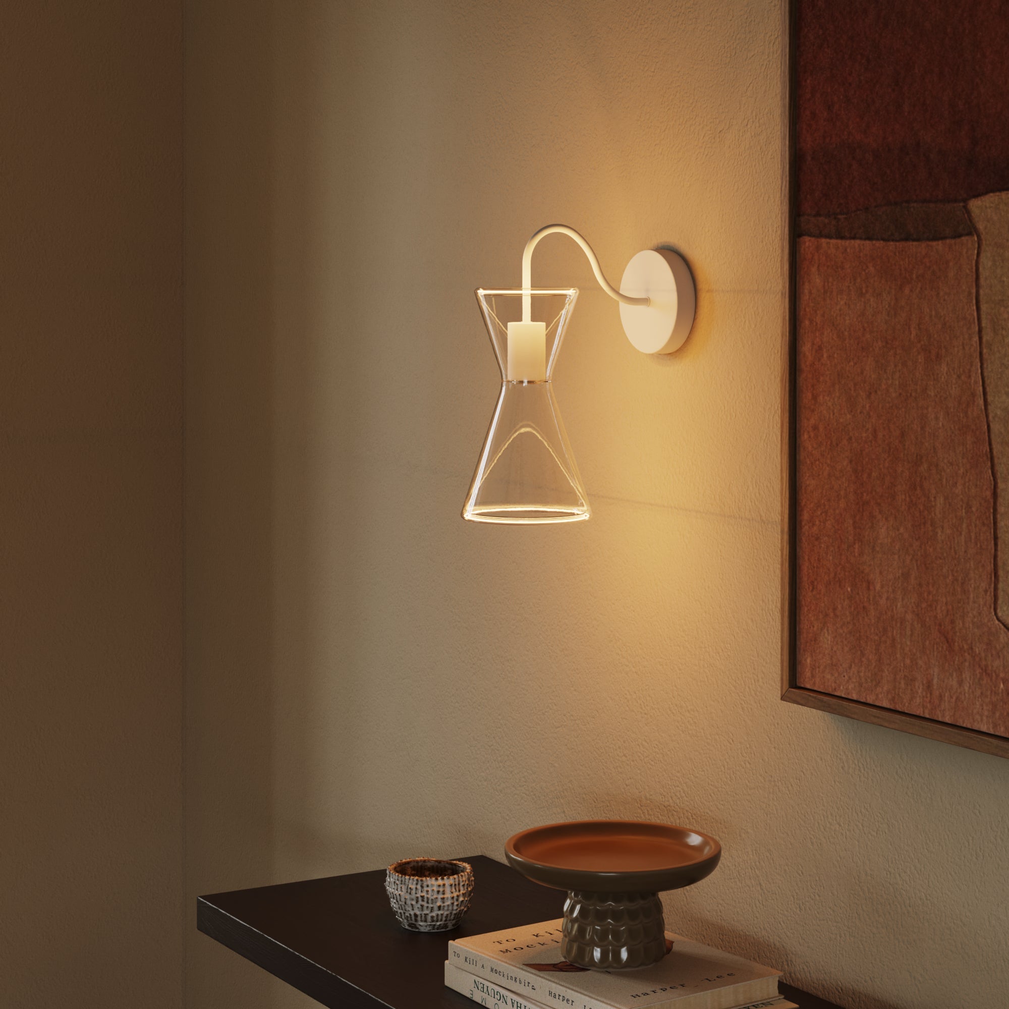 Ghost Double Cone Wall Lamp with S-Shaped Extension - Matte White - Creative Cables