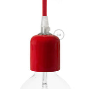 Handmade Ceramic E26 light bulb socket kit - Red