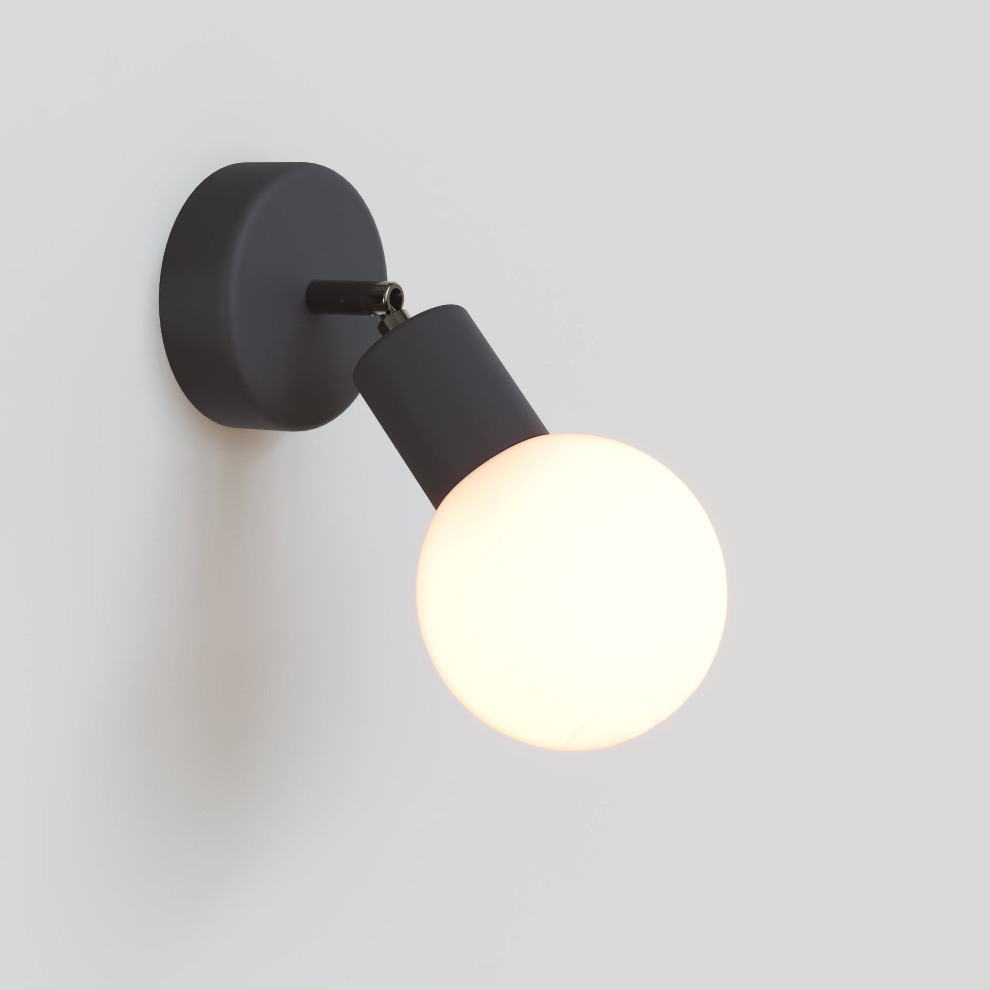 IP65 Modulair Outdoor Wall Light with Adjustable Joint and Unbreak-a-Ball Shatterproof Sphere Shade - Black