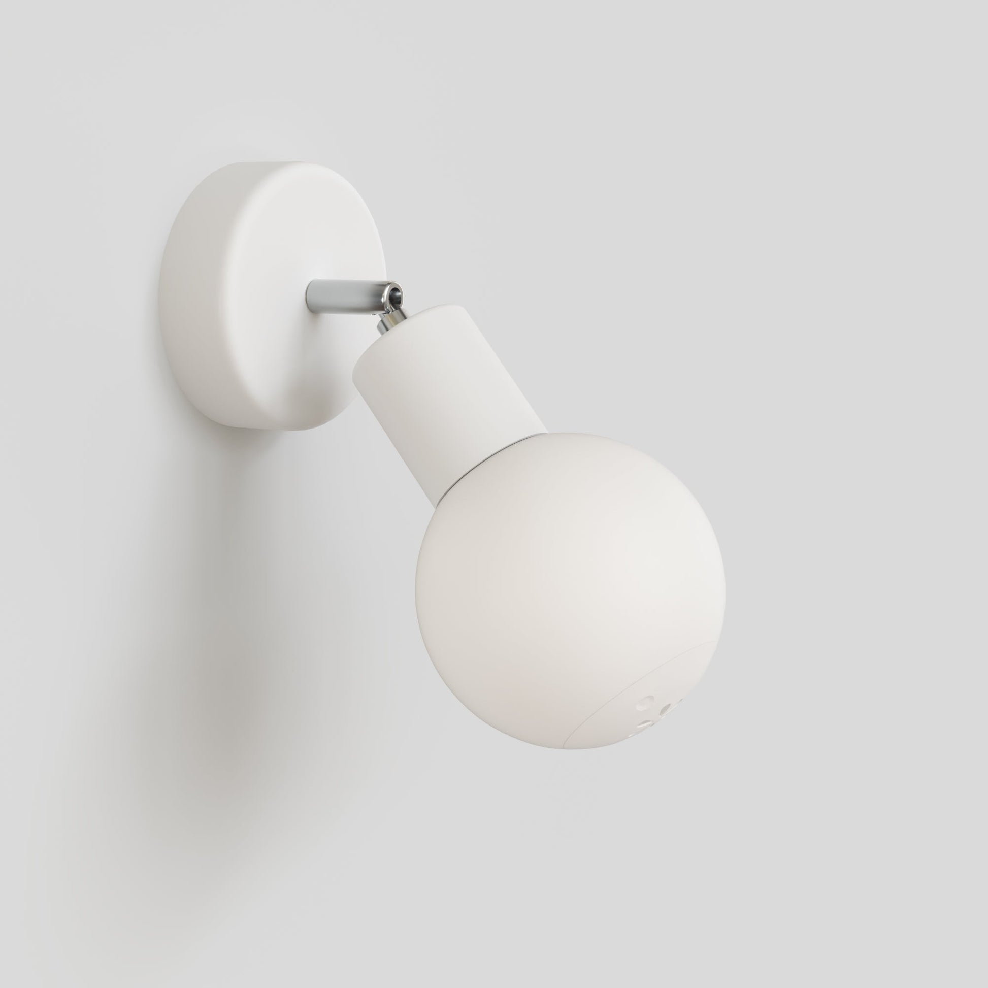 IP65 Modulair Outdoor Wall Light with Adjustable Joint and Unbreak-a-Ball Shatterproof Sphere Shade - White