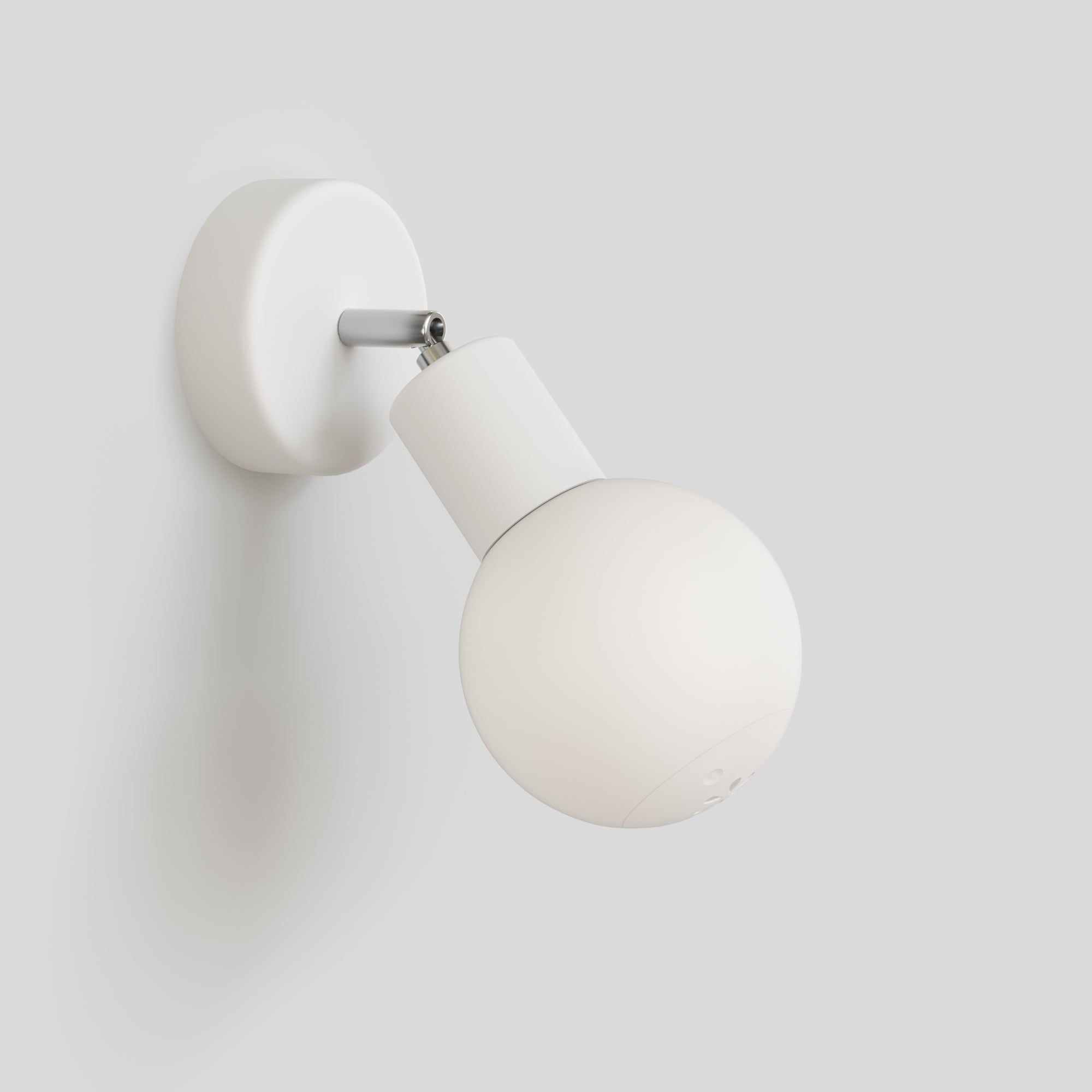 IP65 Modulair Outdoor Wall Light with Adjustable Joint and Unbreak-a-Ball Shatterproof Sphere Shade - White