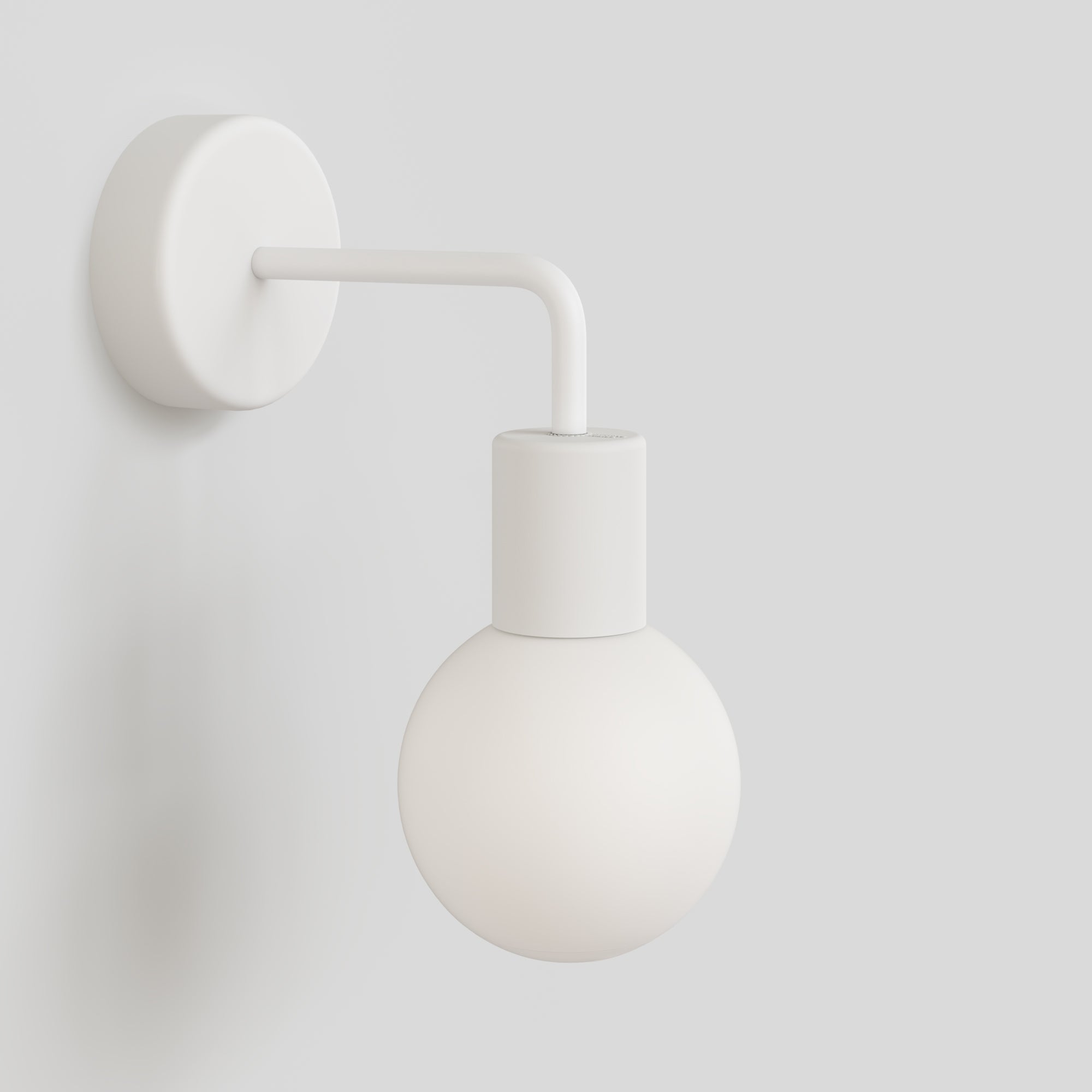 IP65 Modulair Outdoor Wall Light with L-Shaped Extension and Unbreak-a-Ball Shatterproof Sphere Shade - White