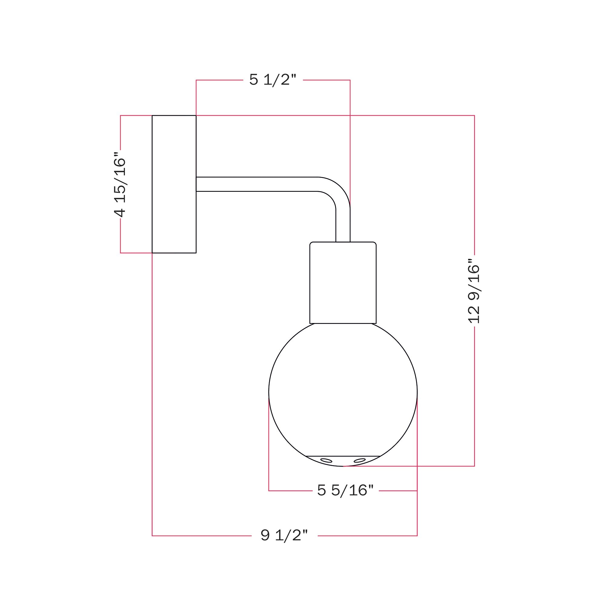 IP65 Modulair Outdoor Wall Light with L-Shaped Extension and Unbreak-a-Ball Shatterproof Sphere Shade - White