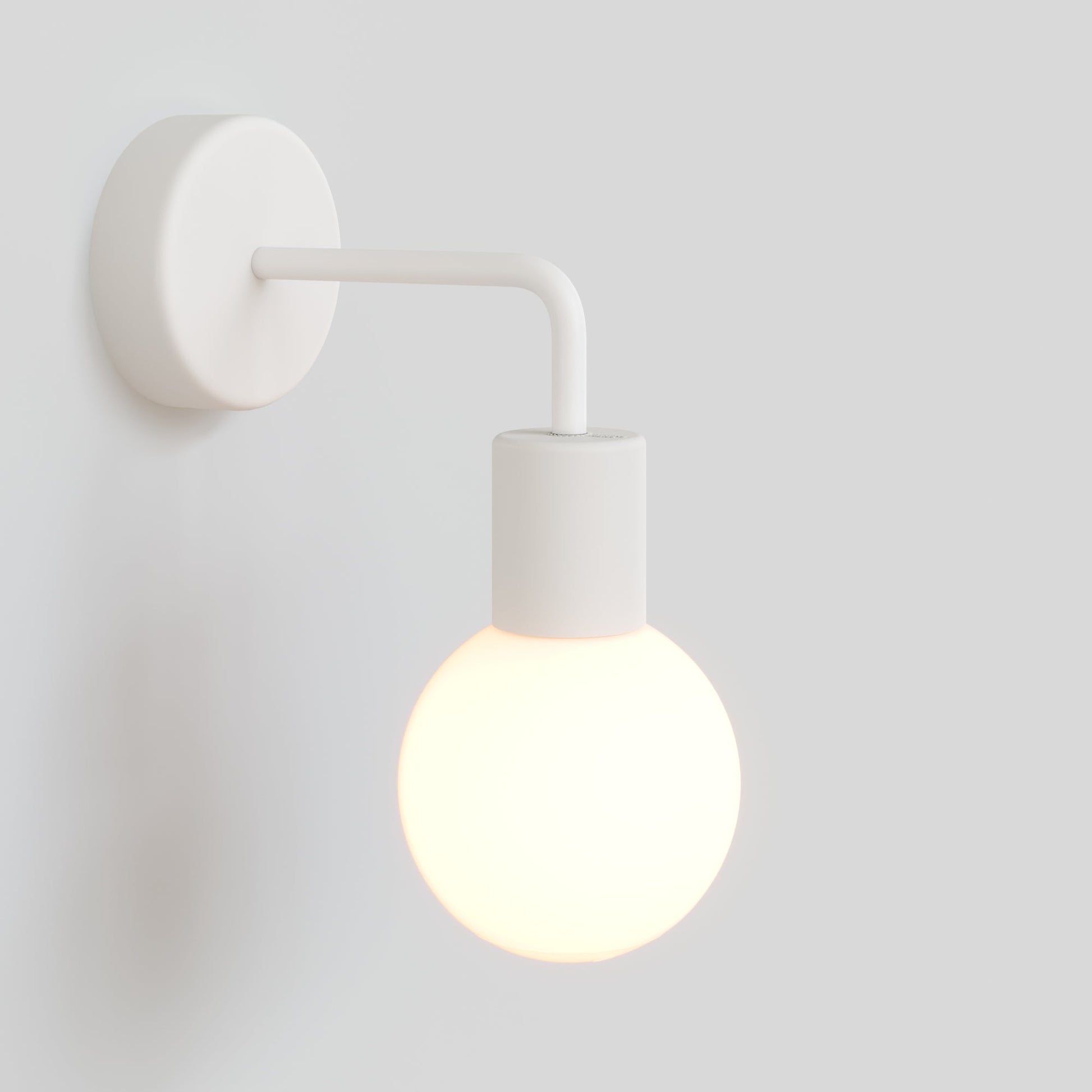 IP65 Modulair Outdoor Wall Light with L-Shaped Extension and Unbreak-a-Ball Shatterproof Sphere Shade - White