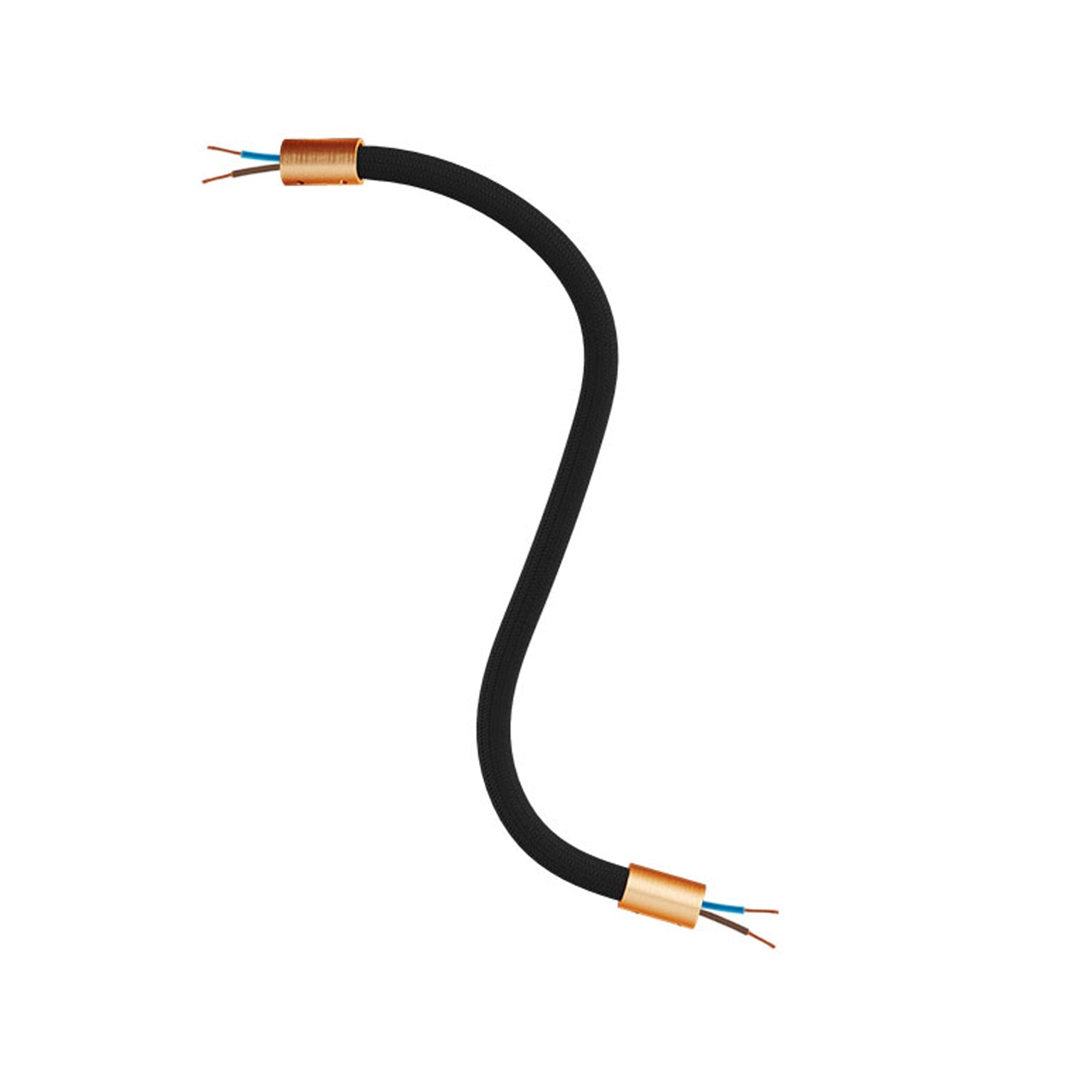 Kit Creative Flex tubo flessibile di estensione rivestito in tessuto RM04 Nero con terminali metallici Rame satinato 30 cm