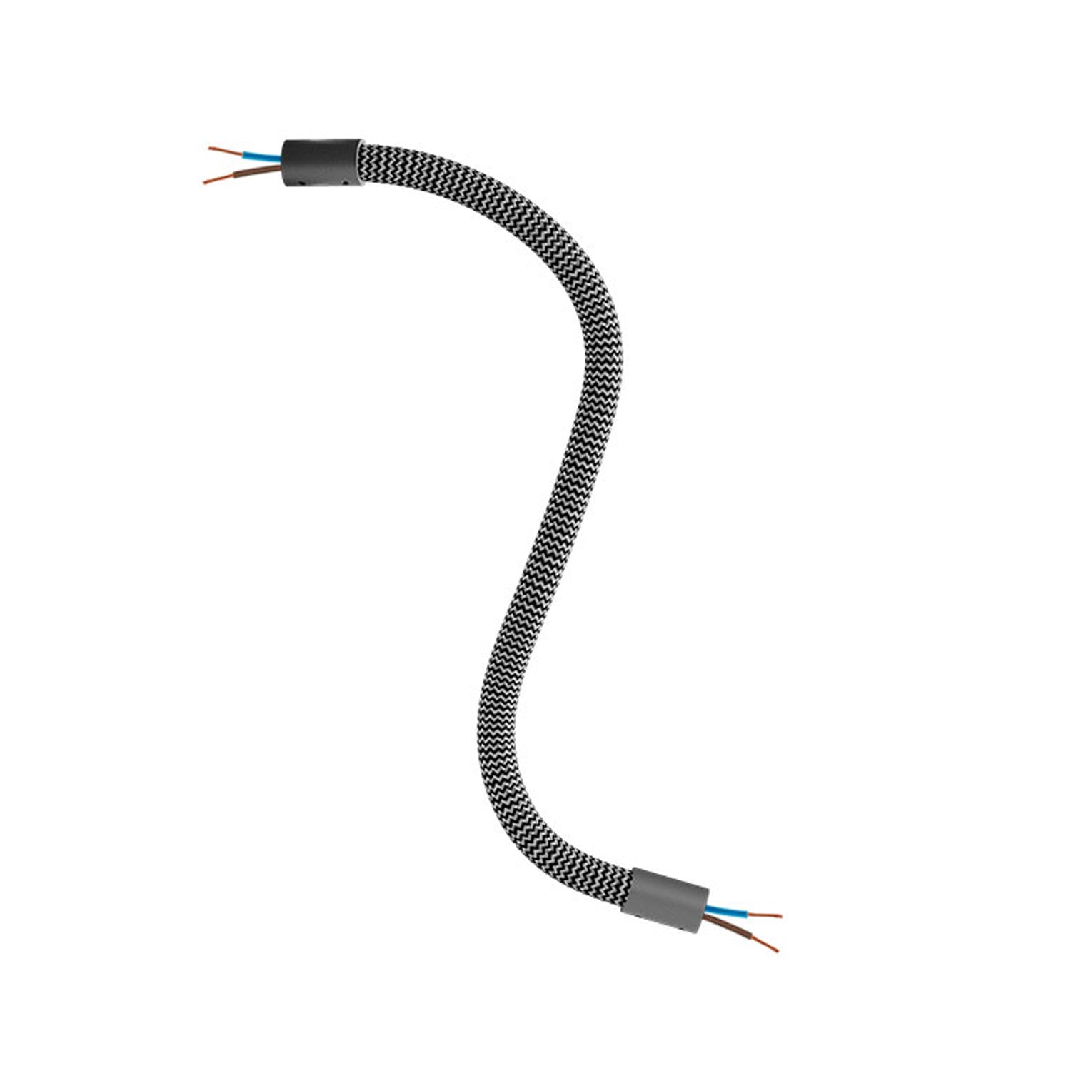 Kit Creative Flex tubo flessibile di estensione rivestito in tessuto RZ30 Nero Ferro con terminali metallici Nero 30 cm