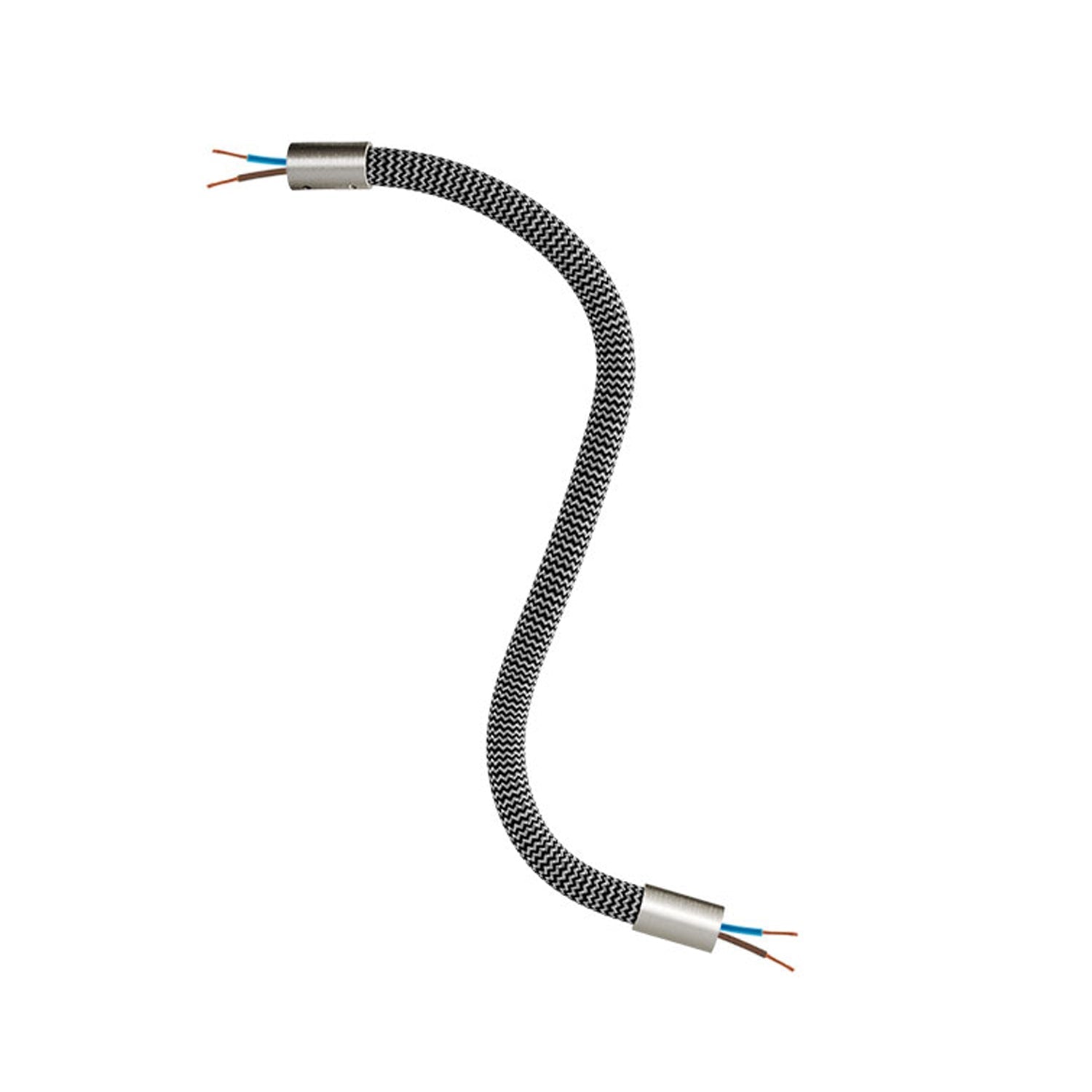 Kit Creative Flex tubo flessibile di estensione rivestito in tessuto RZ30 Nero Ferro con terminali metallici Titanio satinato 30 cm