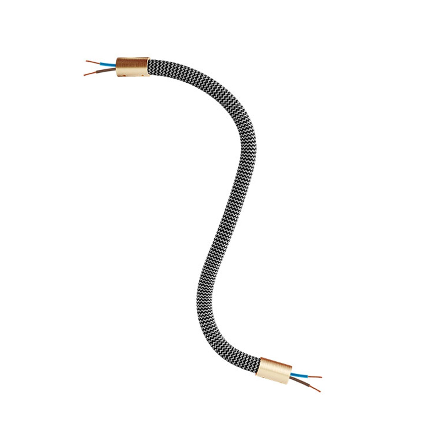 Kit Creative Flex tubo flessibile di estensione rivestito in tessuto RZ30 Nero Ferro con terminali metallici Bronzo satinato 30 cm