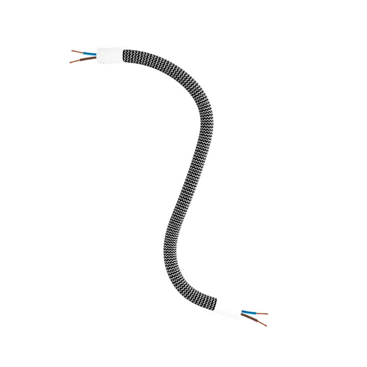 Kit Creative Flex tubo flessibile di estensione rivestito in tessuto RZ30 Nero Ferro con terminali metallici Bianco opaco 30 cm