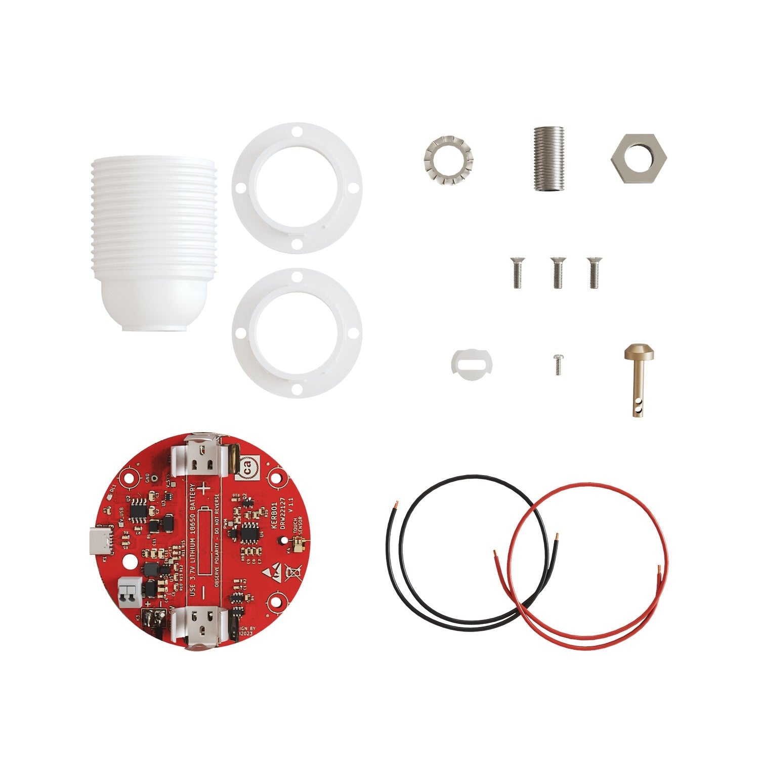 Kit elettronico per lampade a batteria 5V USB-C con portalampada E27 filettato - Bianco