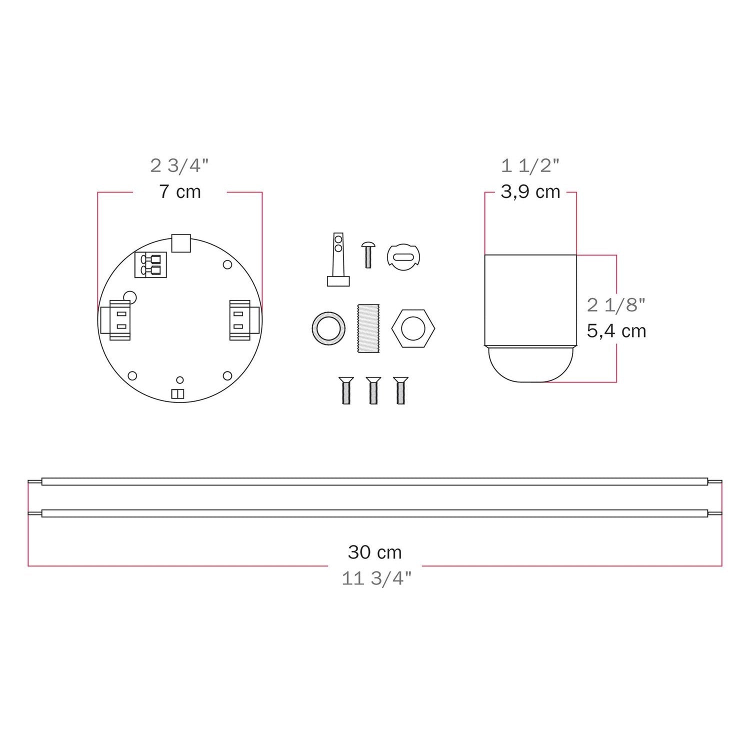 Kit elettronico per lampade a batteria 5V USB-C con portalampada E27 liscio - Nero