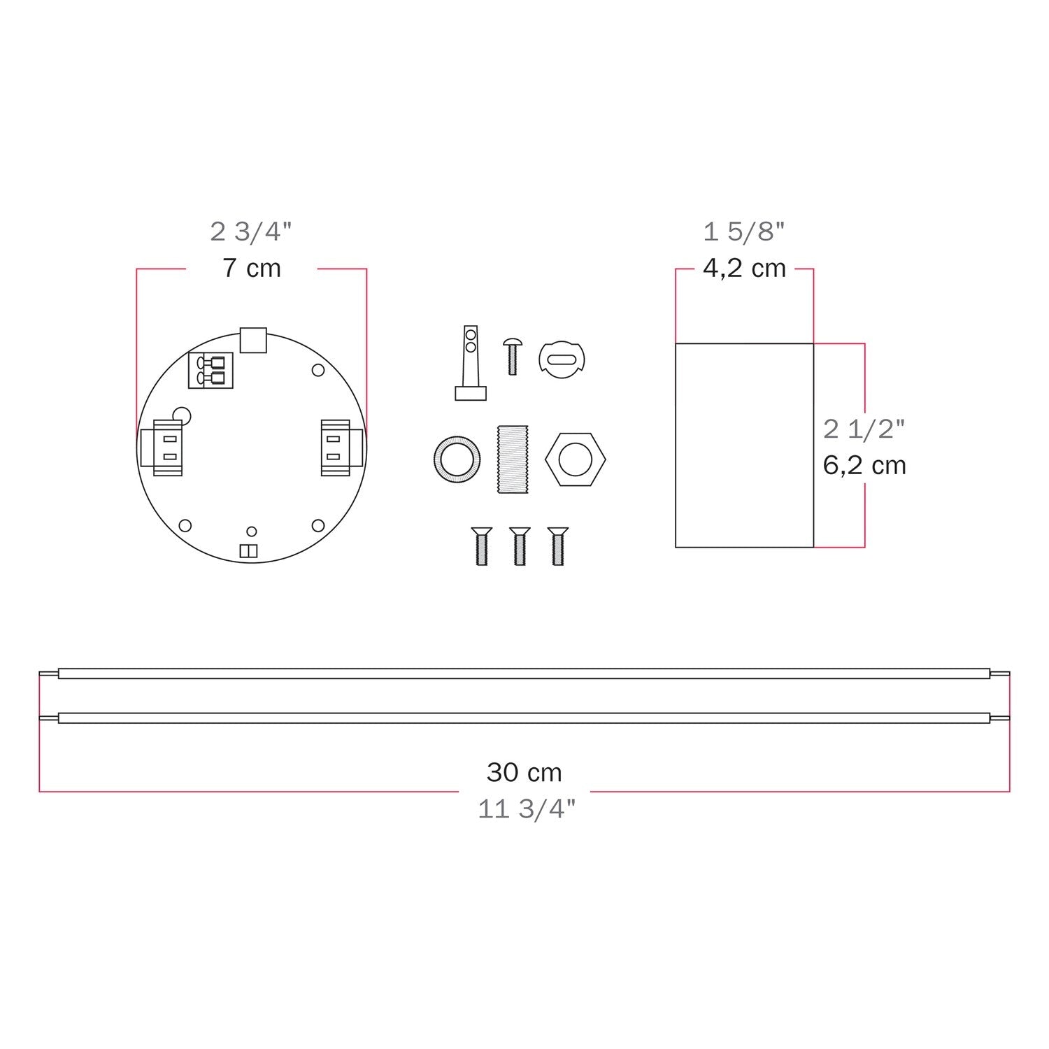 Kit elettronico per lampade a batteria 5V USB-C con portalampada E27 - Titanio satinato