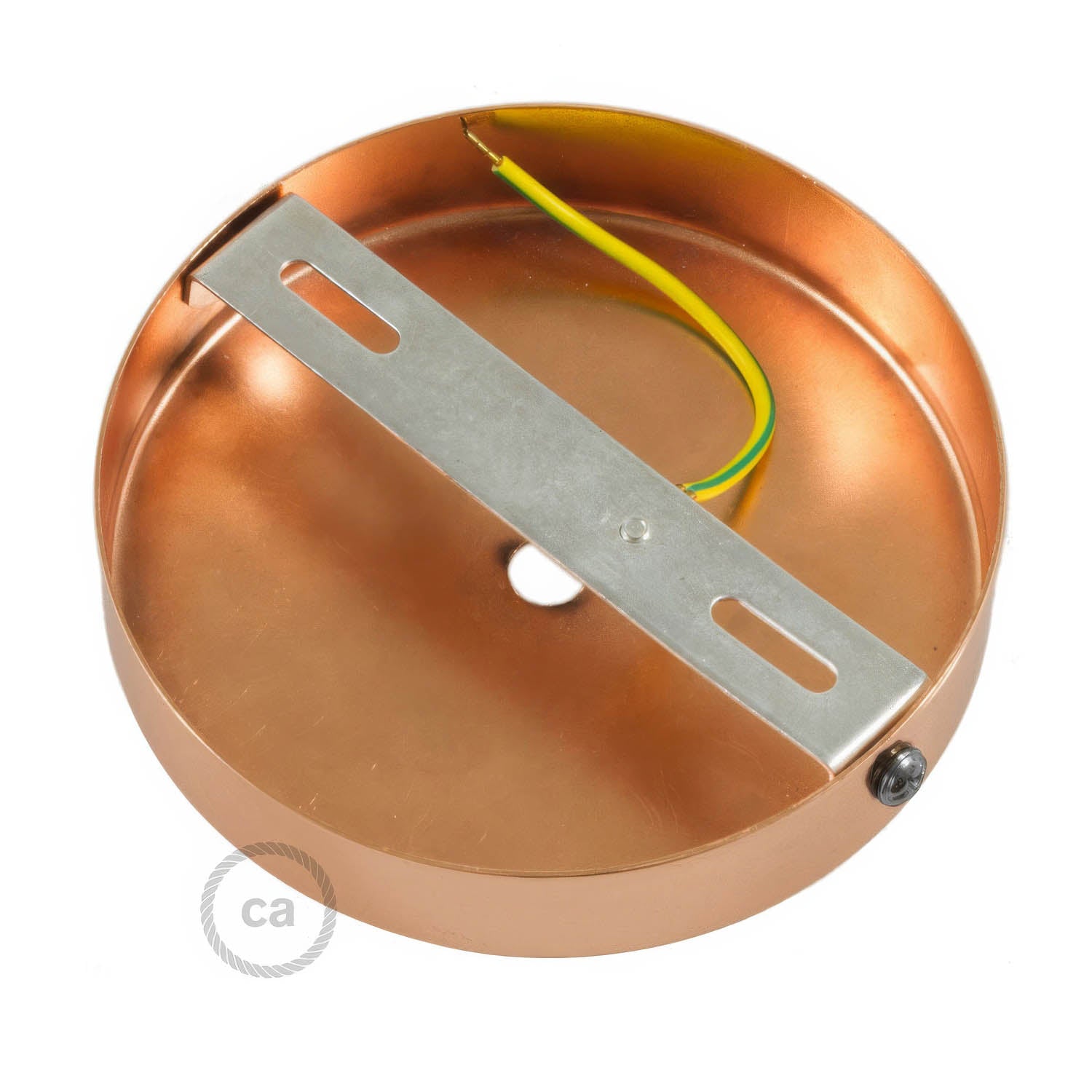 Kit rosone cilindrico in metallo con serracavo da 15 cm - Rame satinato