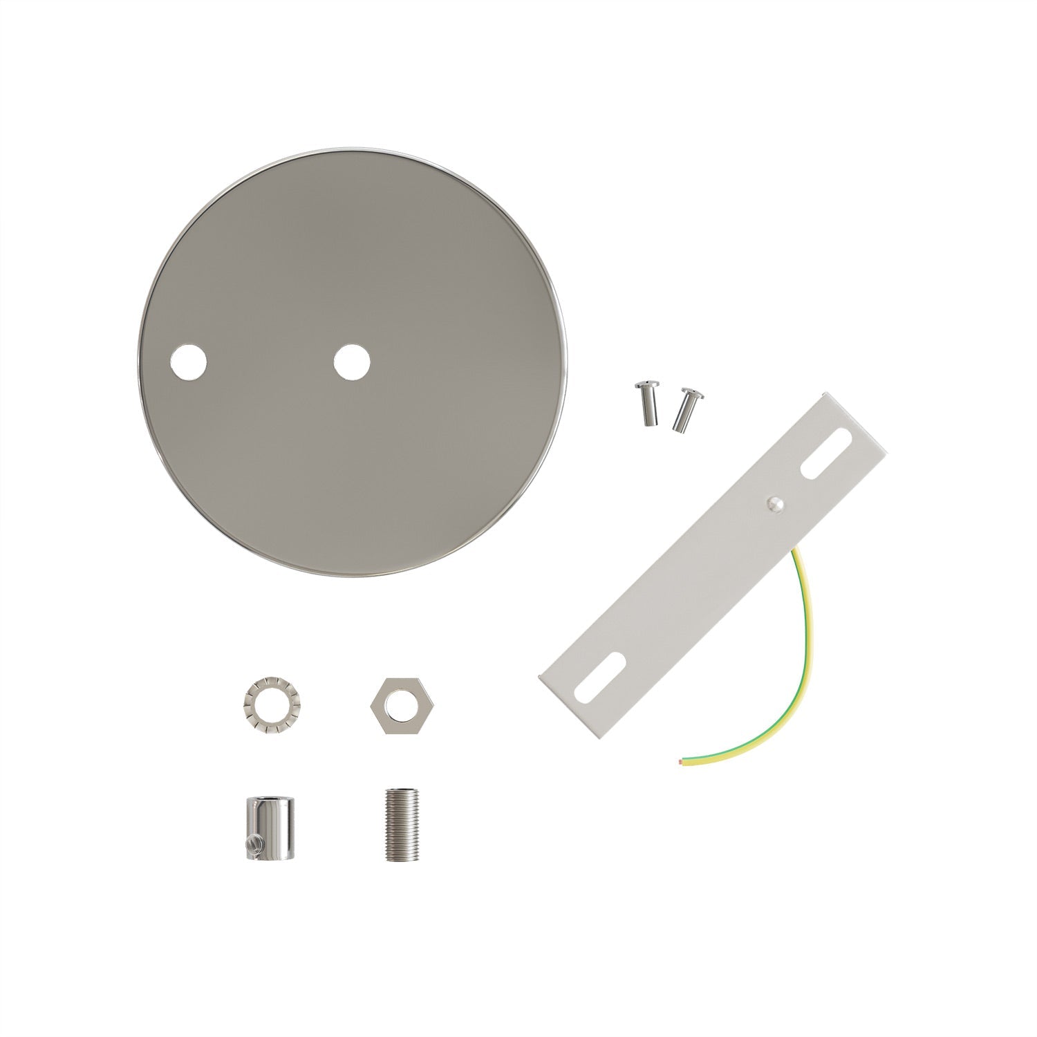 Kit rosone cilindrico in metallo Ø 120 mm a 2 fori centrali e decentrati - Cromo