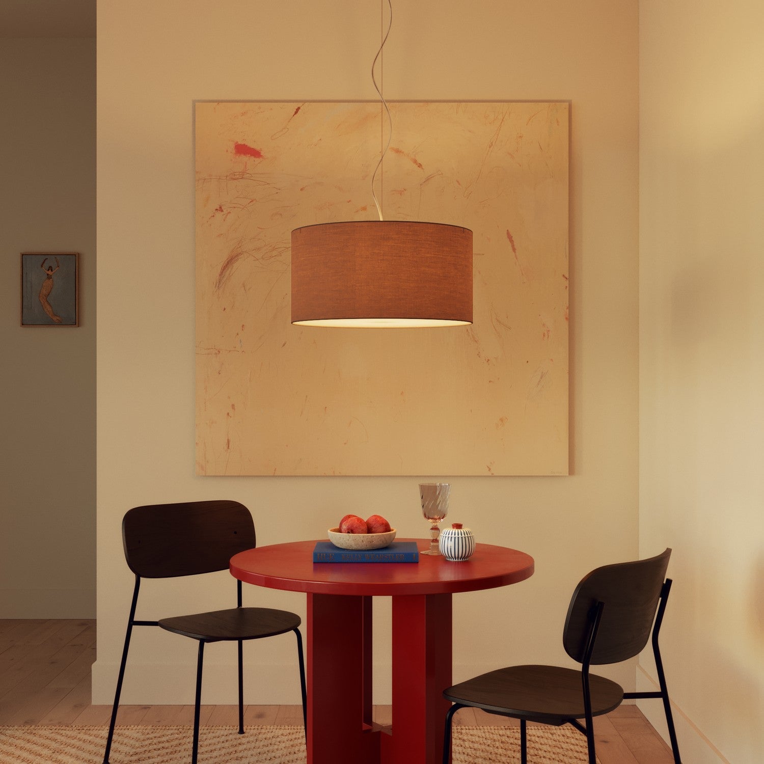 Lampada a sospensione con paralume in tessuto Cilindro Medium - Made in Italy - Arenal Cenere No