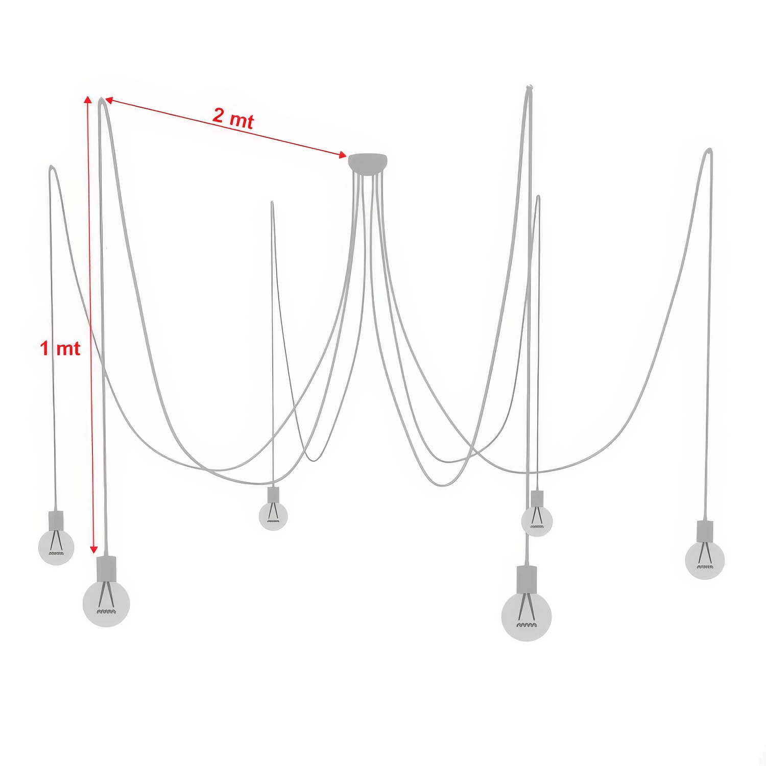 Lampada a sospensione multipla a 6 cadute con finiture in ceramica colorata - Verde