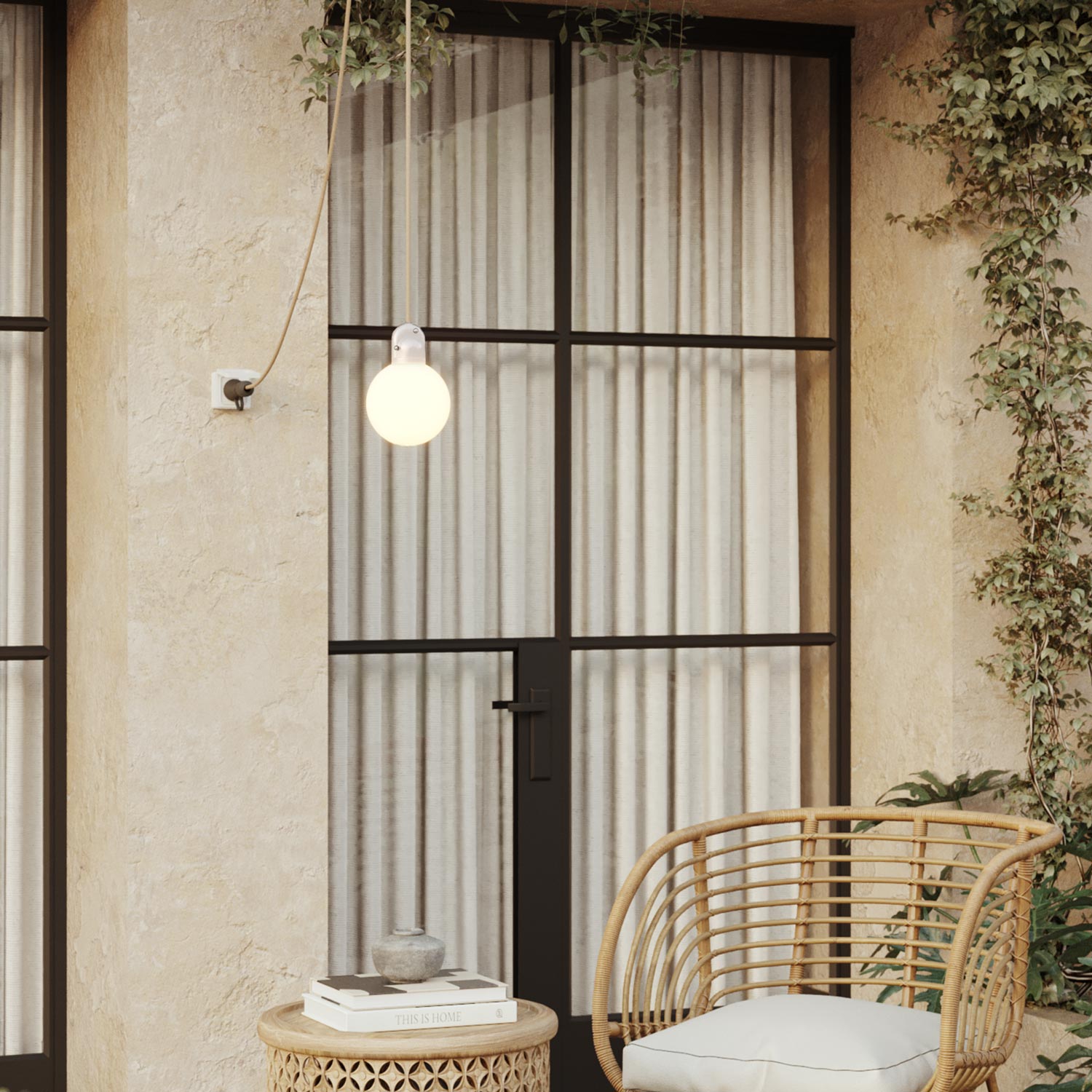 Lampada plug-in da esterno Modulair IP65 con paralume infrangibile Unbreak-a-Ball e cavo SN06