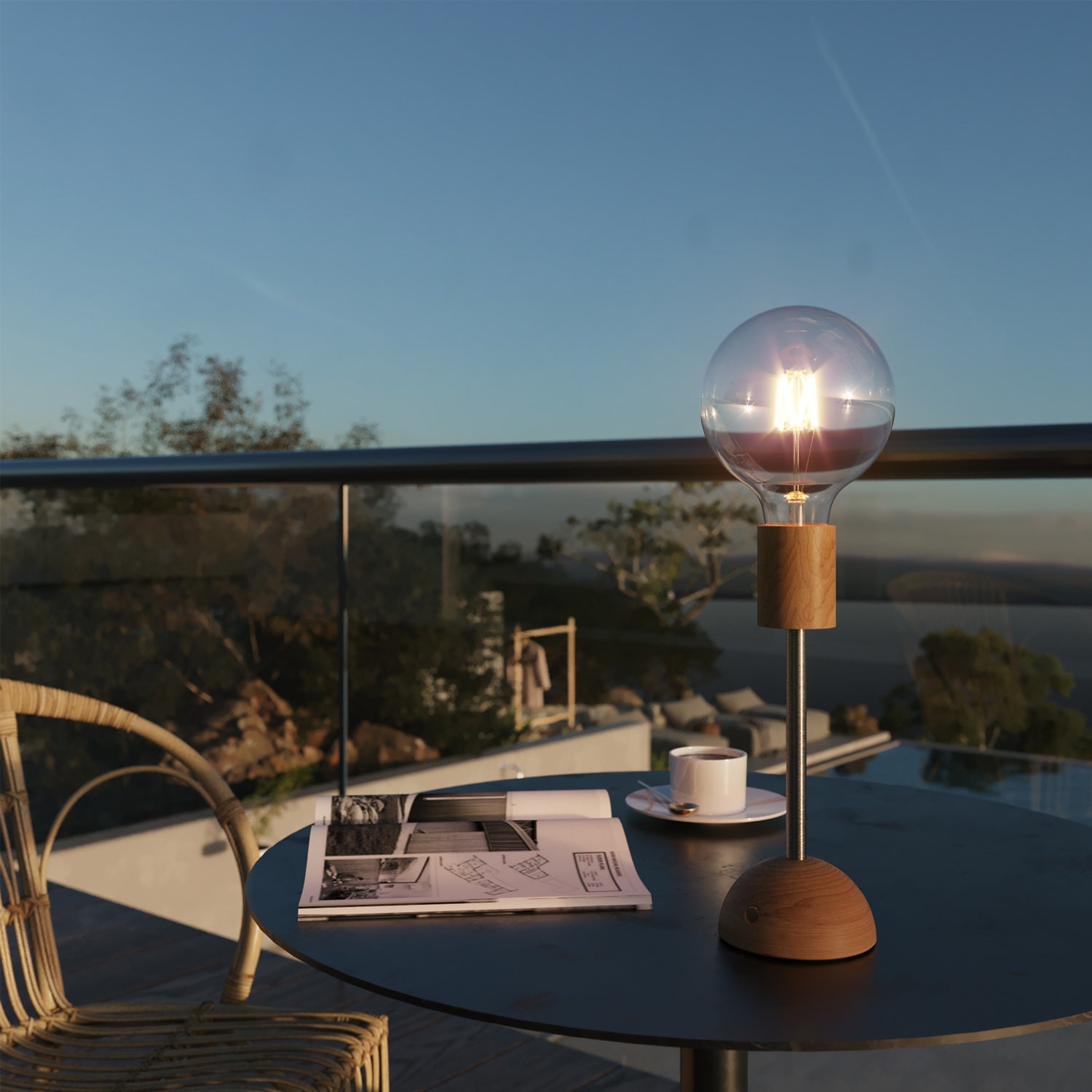 Lampada portatile e ricaricabile Cabless02 con lampadina globo G125 - Neutro