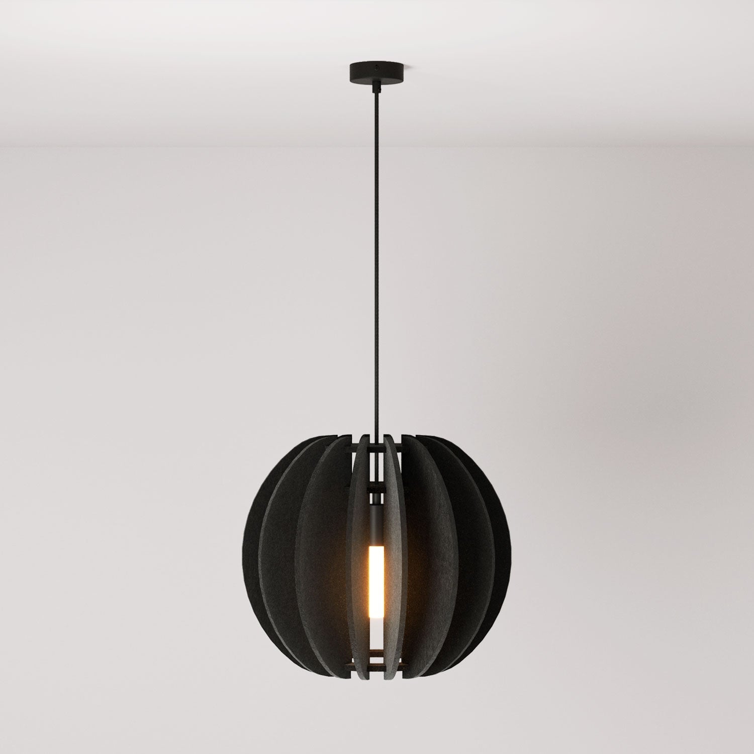LAMPSHHADE - Pendant Lamp with Elliptical Shade - Black melange