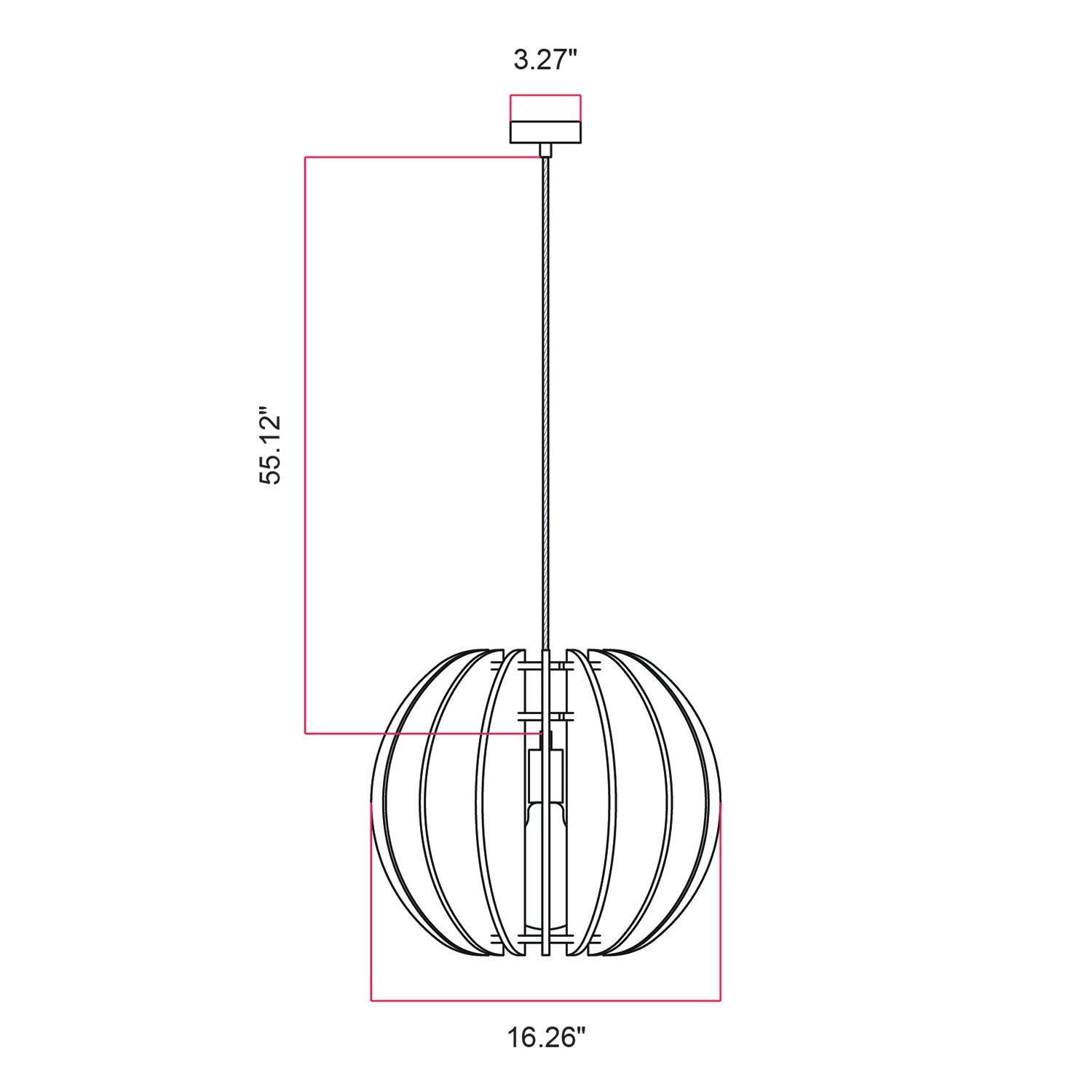 LAMPSHHADE - Pendant Lamp with Elliptical Shade - Black melange