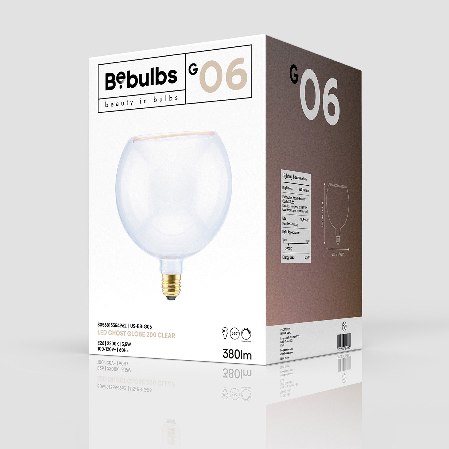LED Clear Light Bulb Ghost Line CRI 90 G8 5,5W 380Lm E26 120V 2200K Dimmable - G06