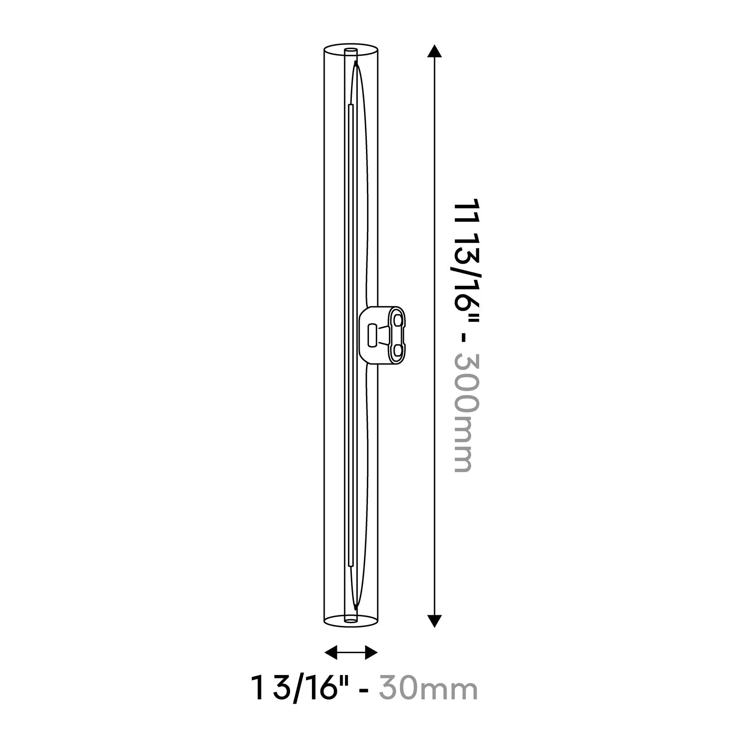 LED Linear Clear S14d 120V Light Bulb CRI 90 - length 300 mm 6W 520Lm 2700K 120V Dimmable - S01