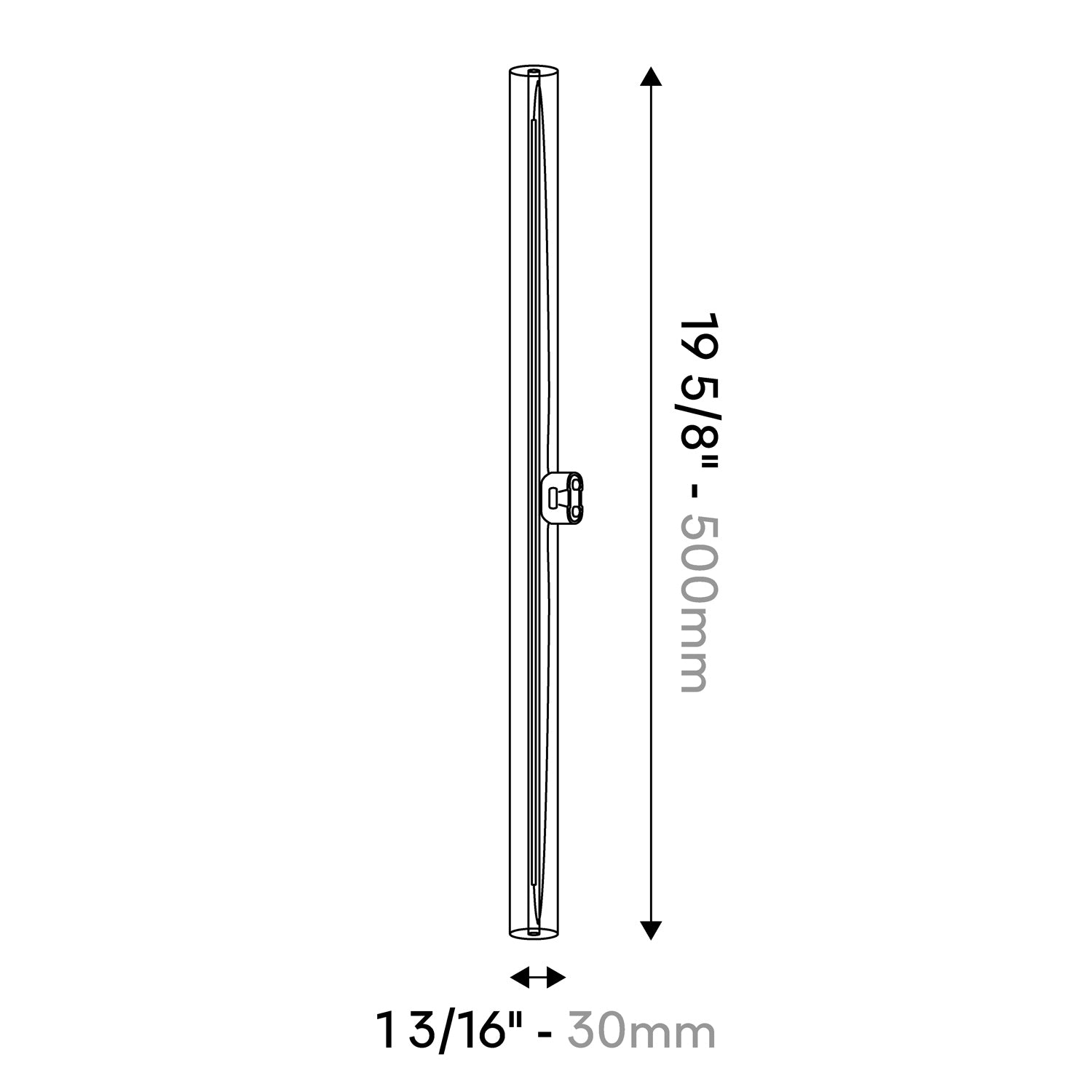 LED Linear Porcelain Effect S14d 120V Light Bulb CRI 90 - length 500 mm 7W 560Lm 2700K 120V Dimmable - S12