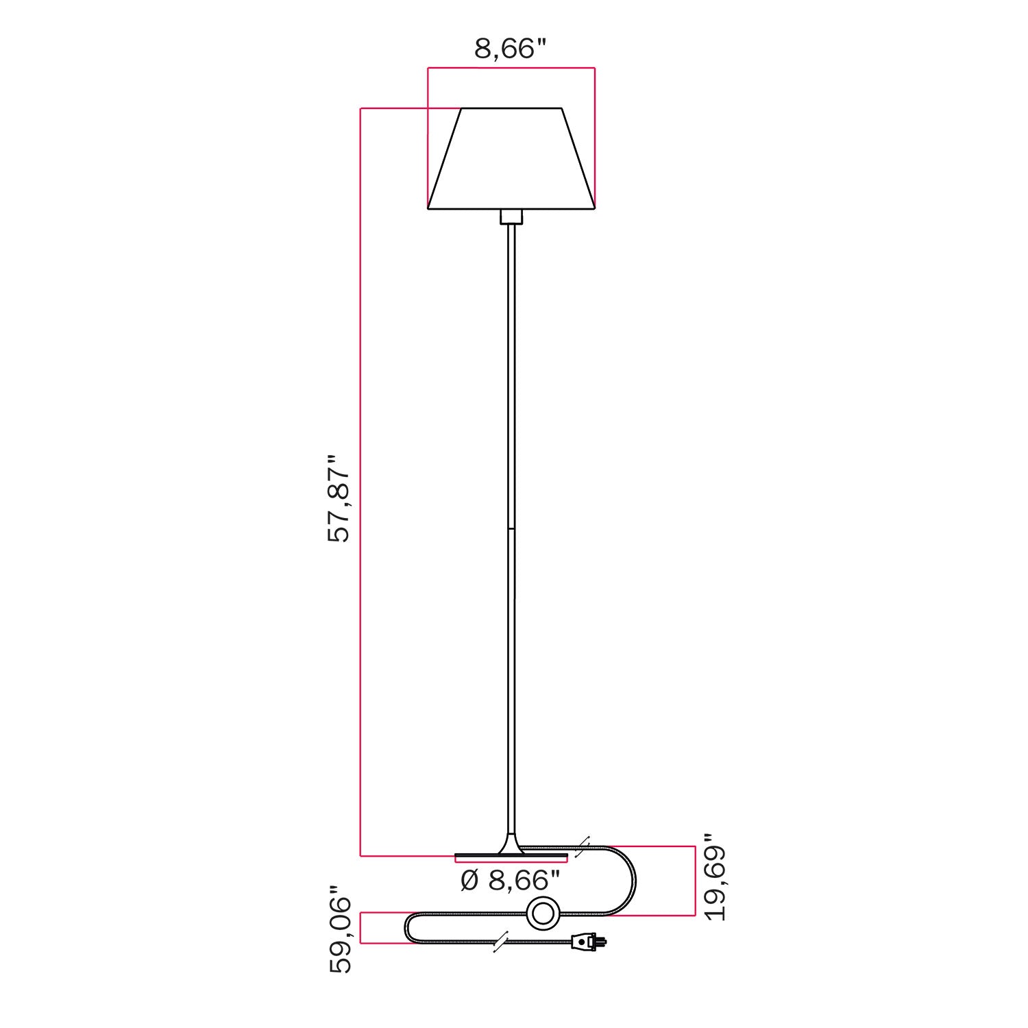 MAG-Y floor lamp with Impero M shade - Brushed copper