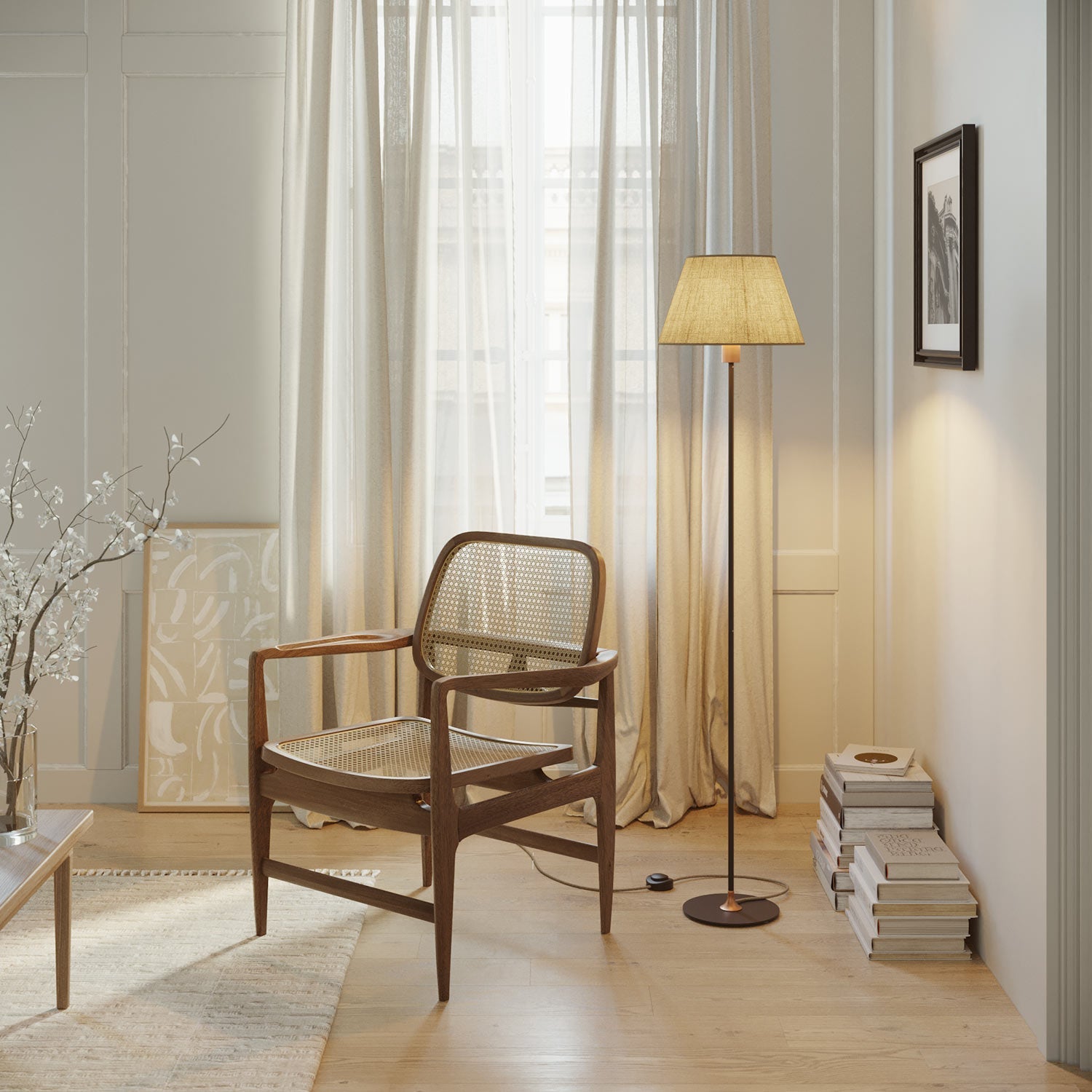 MAG-Y floor lamp with Impero M shade - Brushed copper