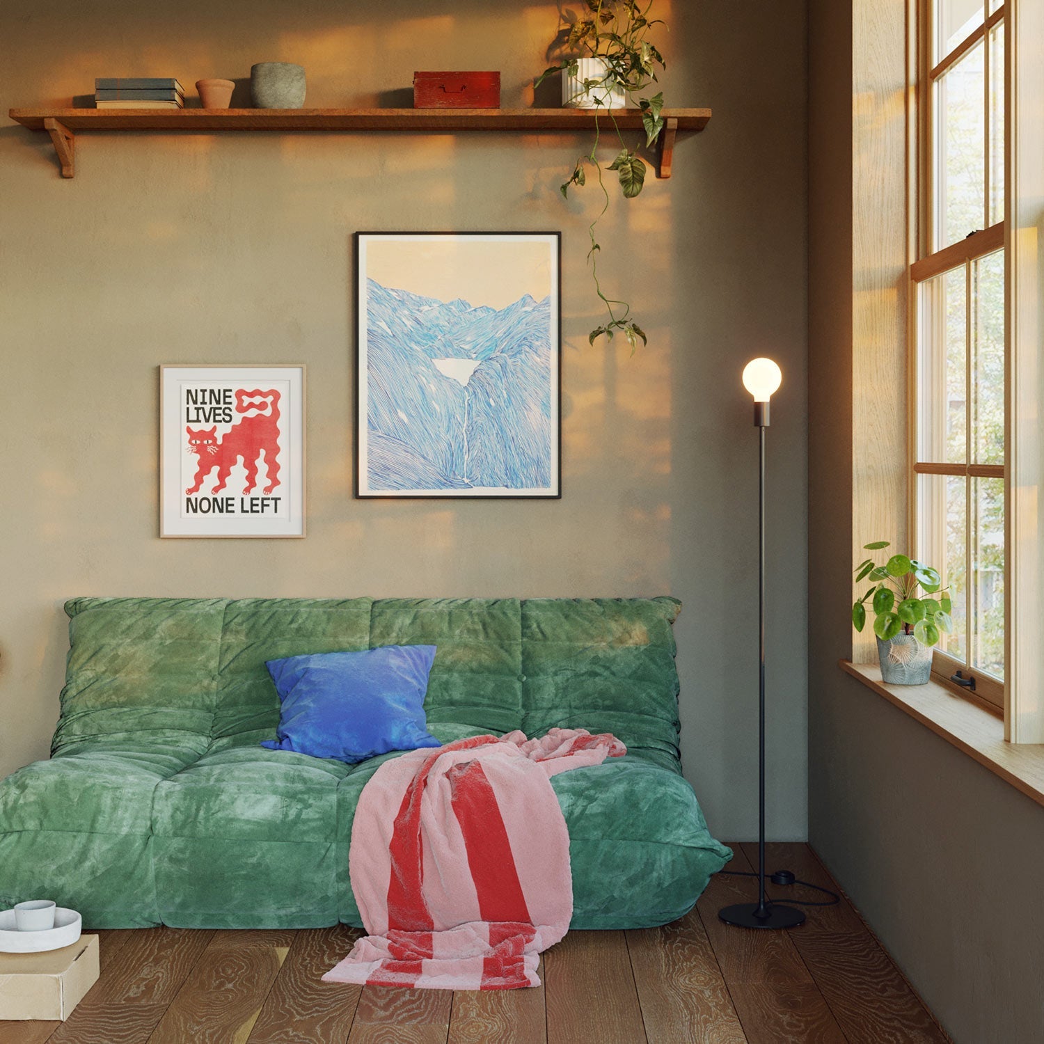 MAG-Y floor lamp with visible bulb - Black