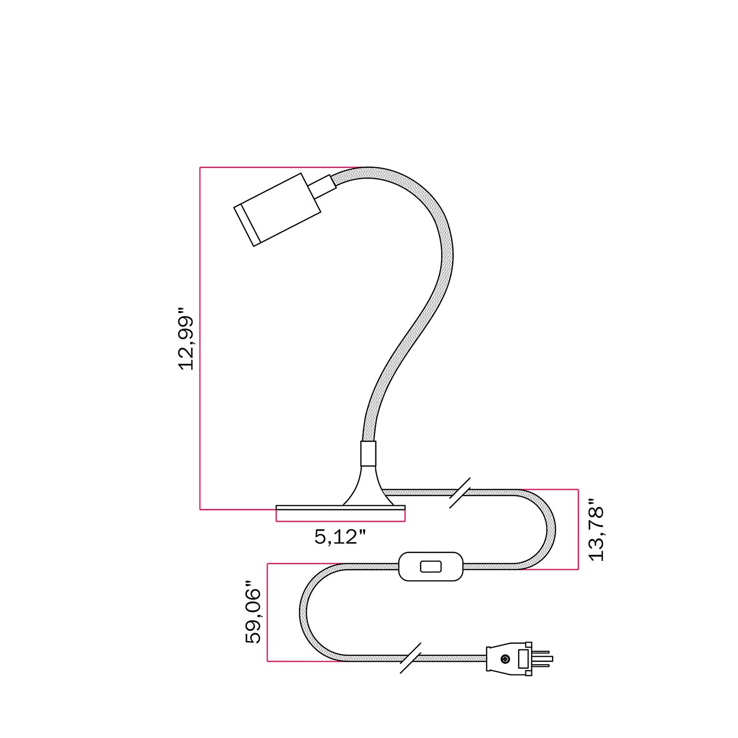 MAG-Y spotlight with adjustable extension - Black