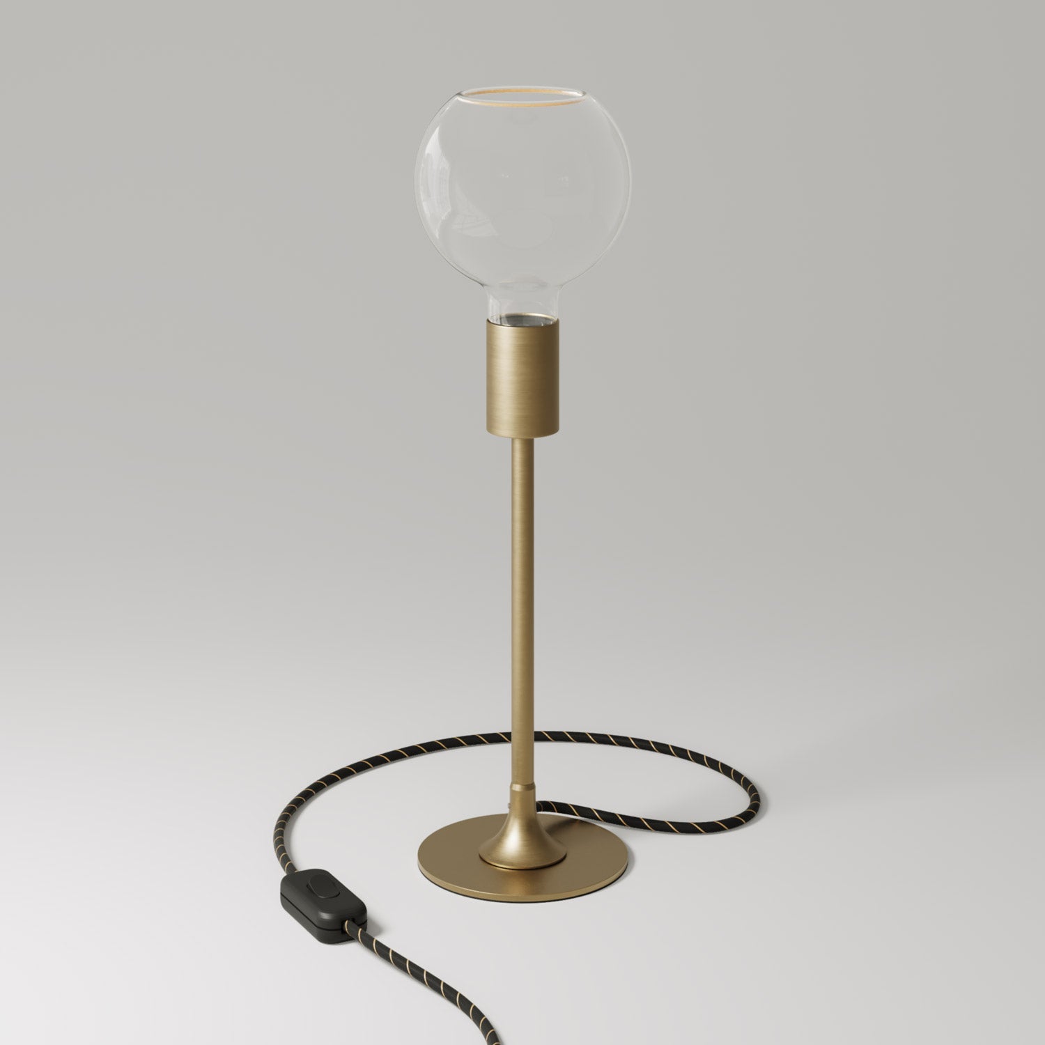 MAG-Y table lamp with round metal base and clear Ghost G05 bulb - Brushed bronze