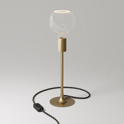 MAG-Y table lamp with round metal base and clear Ghost G05 bulb - Brushed bronze
