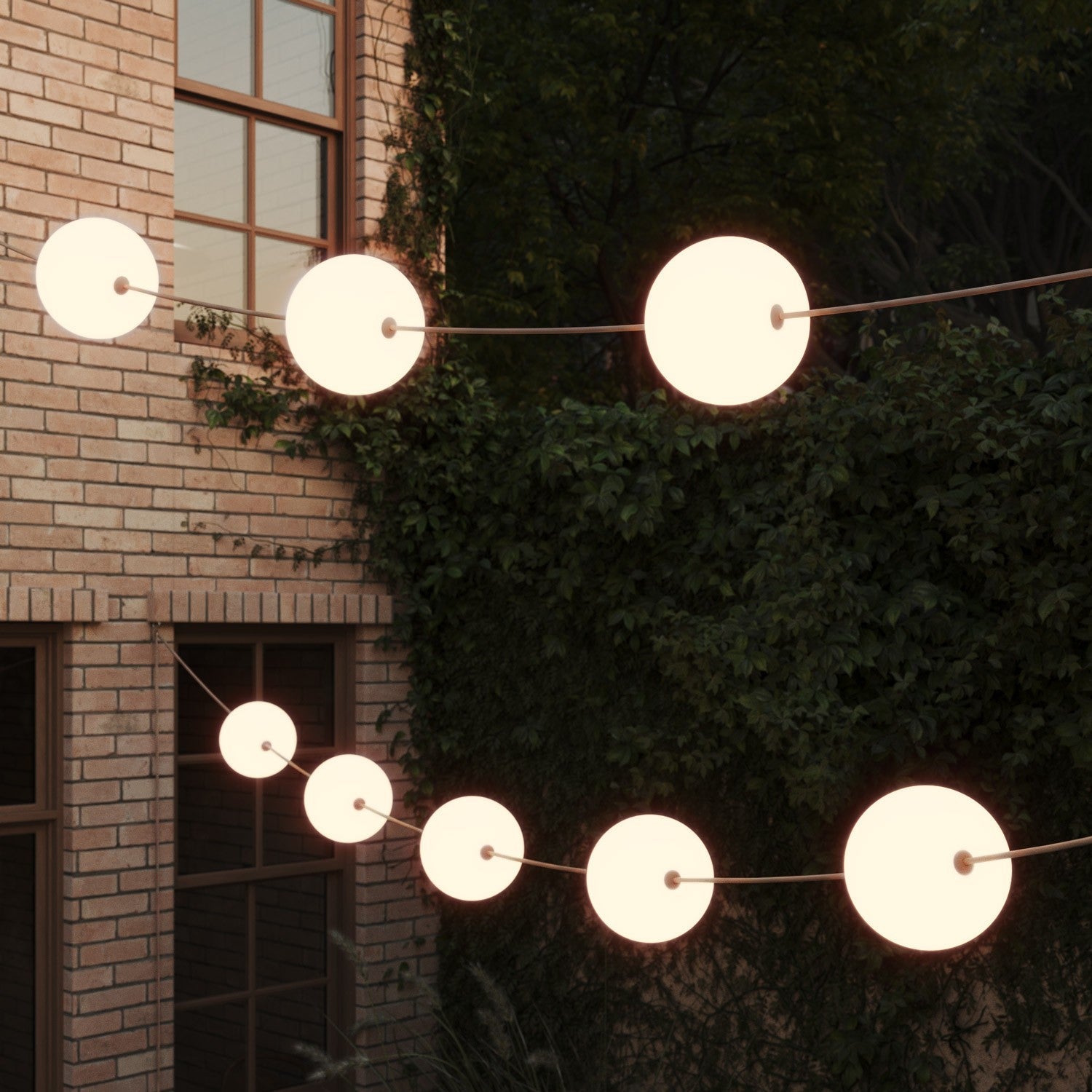 Outdoor 12-Light String Light for wet locations Desert Brown, Power supply with US plug - Marina12 Cherry