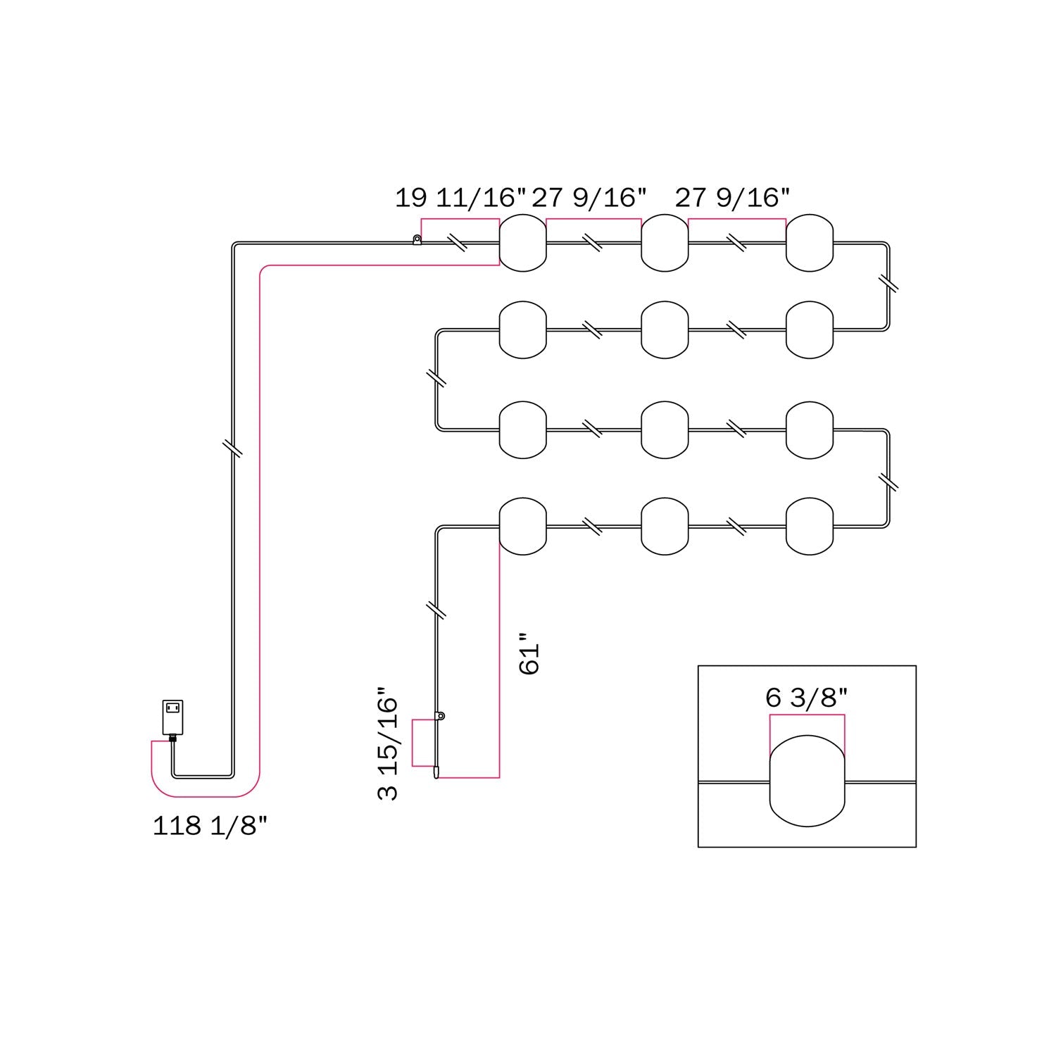 Outdoor 12-Light String Light for wet locations Desert Brown, Power supply with US plug - Marina12 Cherry