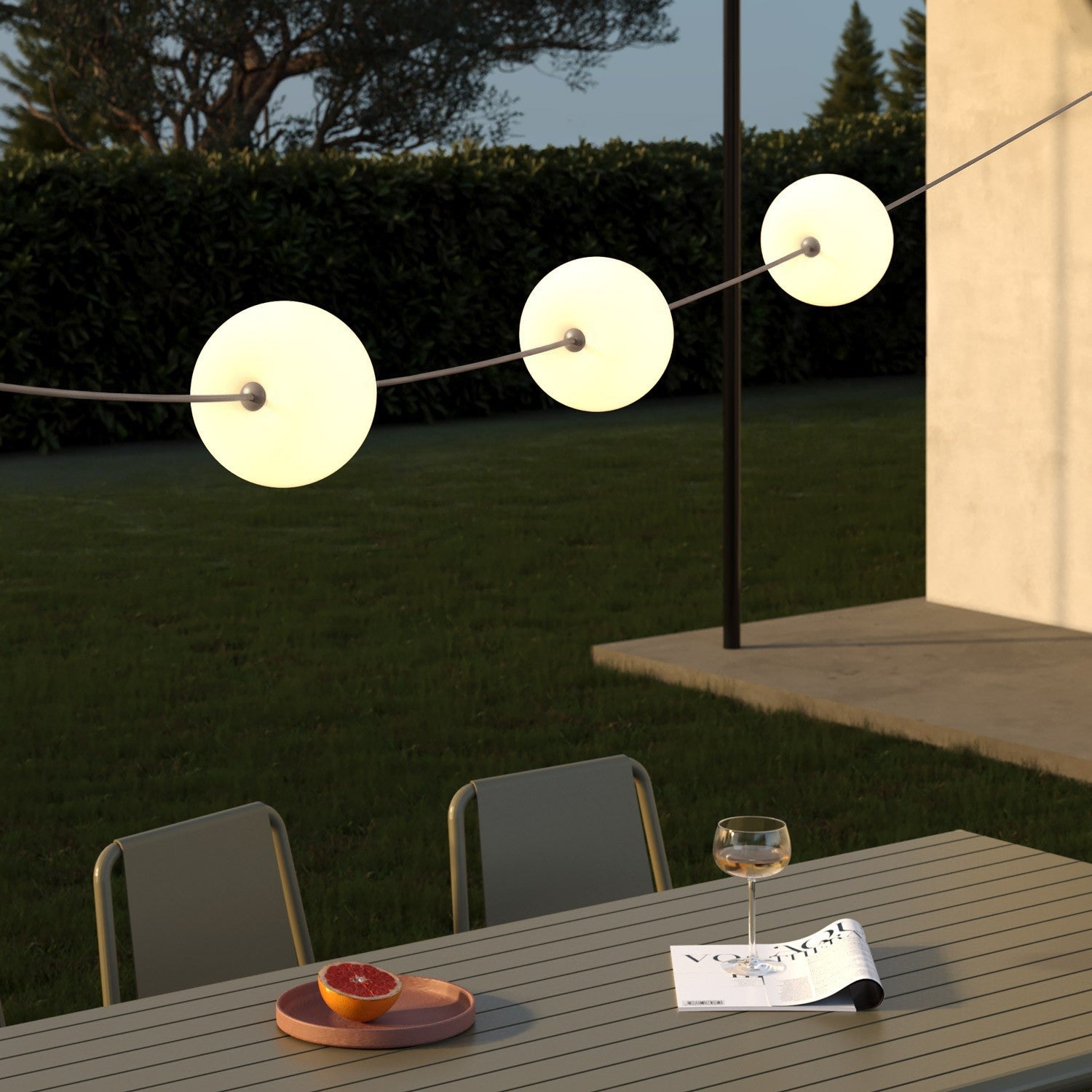 Outdoor 3-Light String Light for wet locations Desert Brown, Power supply with US plug - Marina3 Cherry